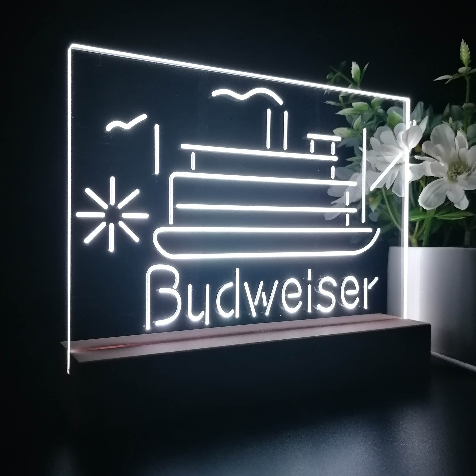 Budweiser Cruise Ship Boat Neon Sign Pub Bar Lamp