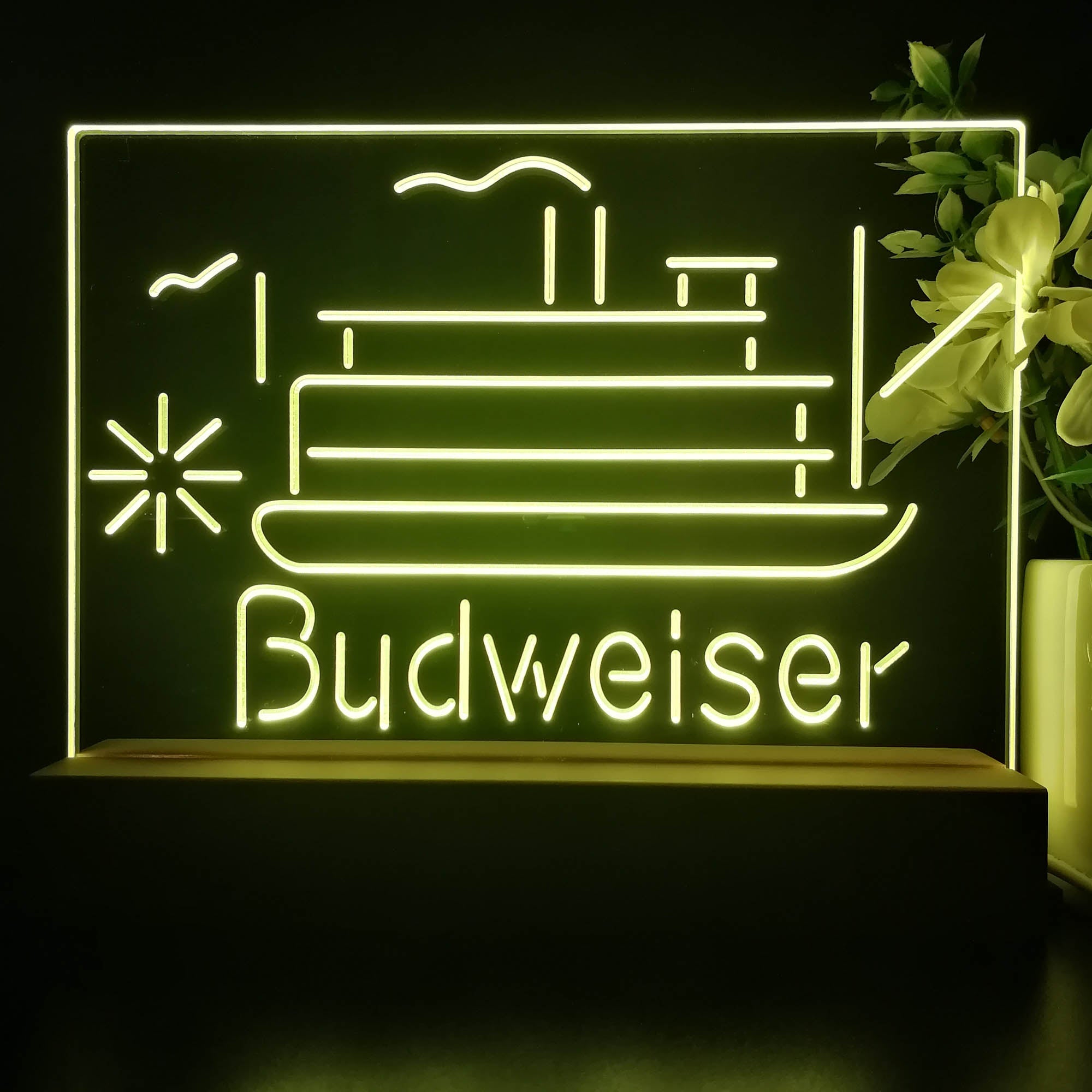 Budweiser Cruise Ship Boat Neon Sign Pub Bar Lamp