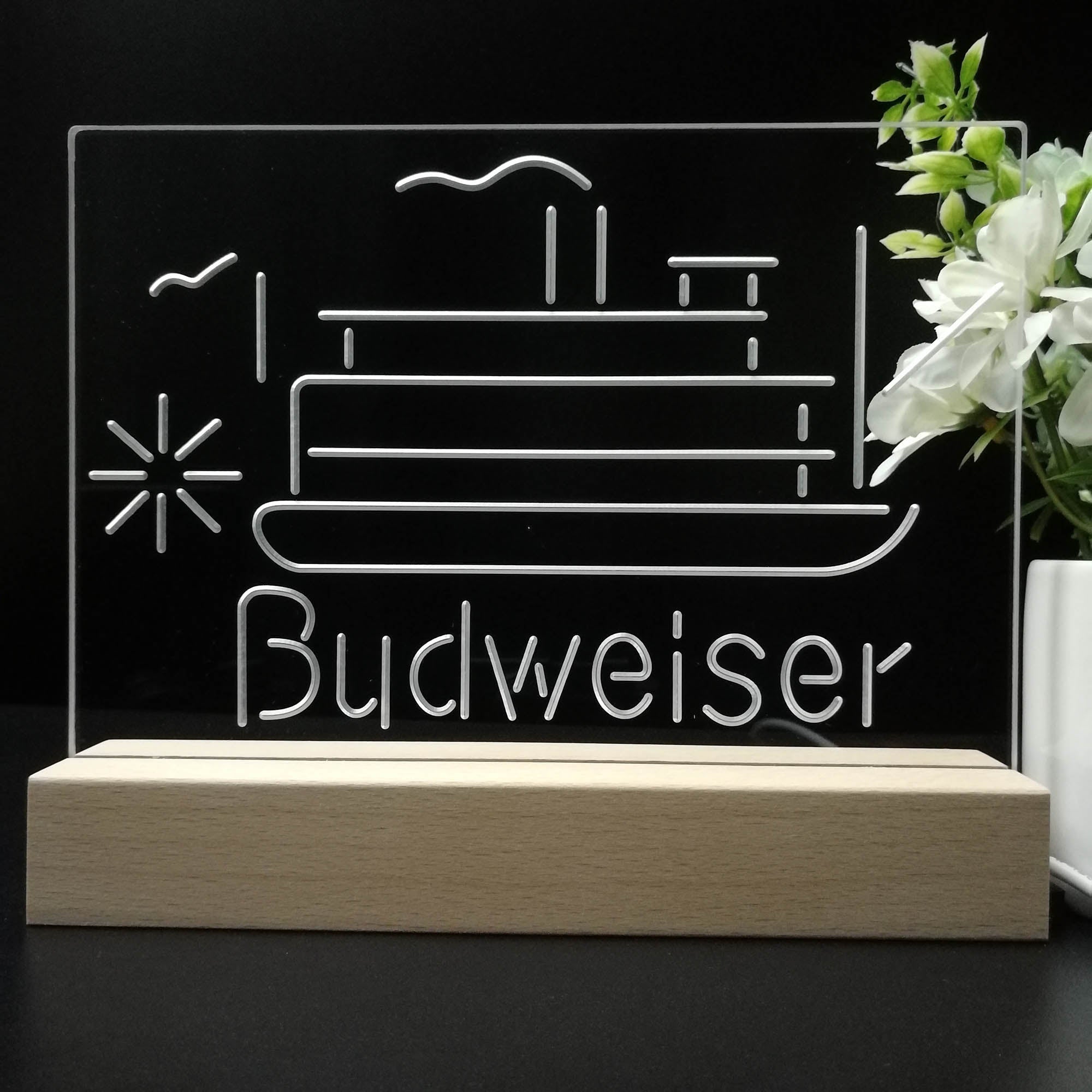 Budweiser Cruise Ship Boat Neon Sign Pub Bar Lamp