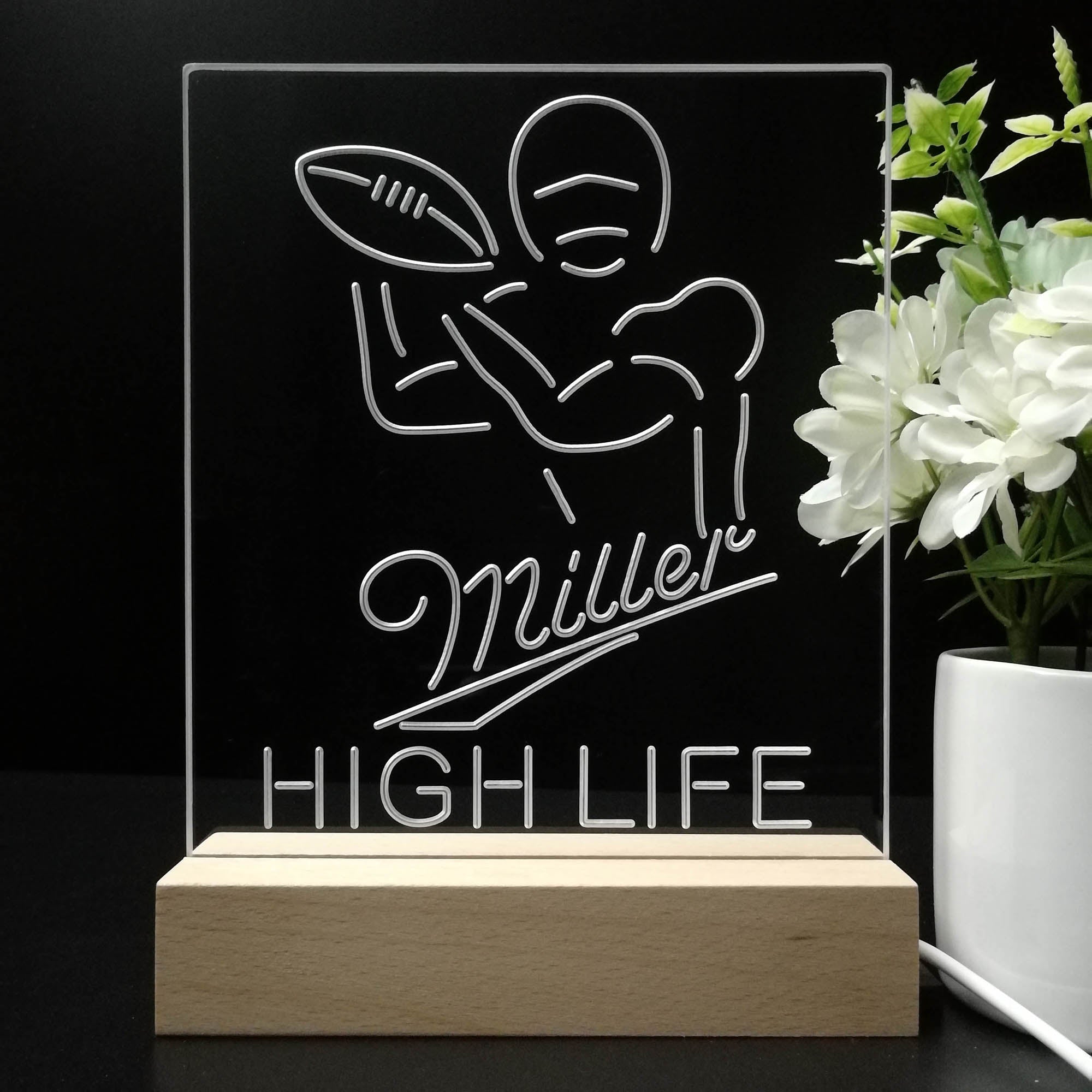 Miller Lite High Life Football Night Light Neon Pub Bar Lamp