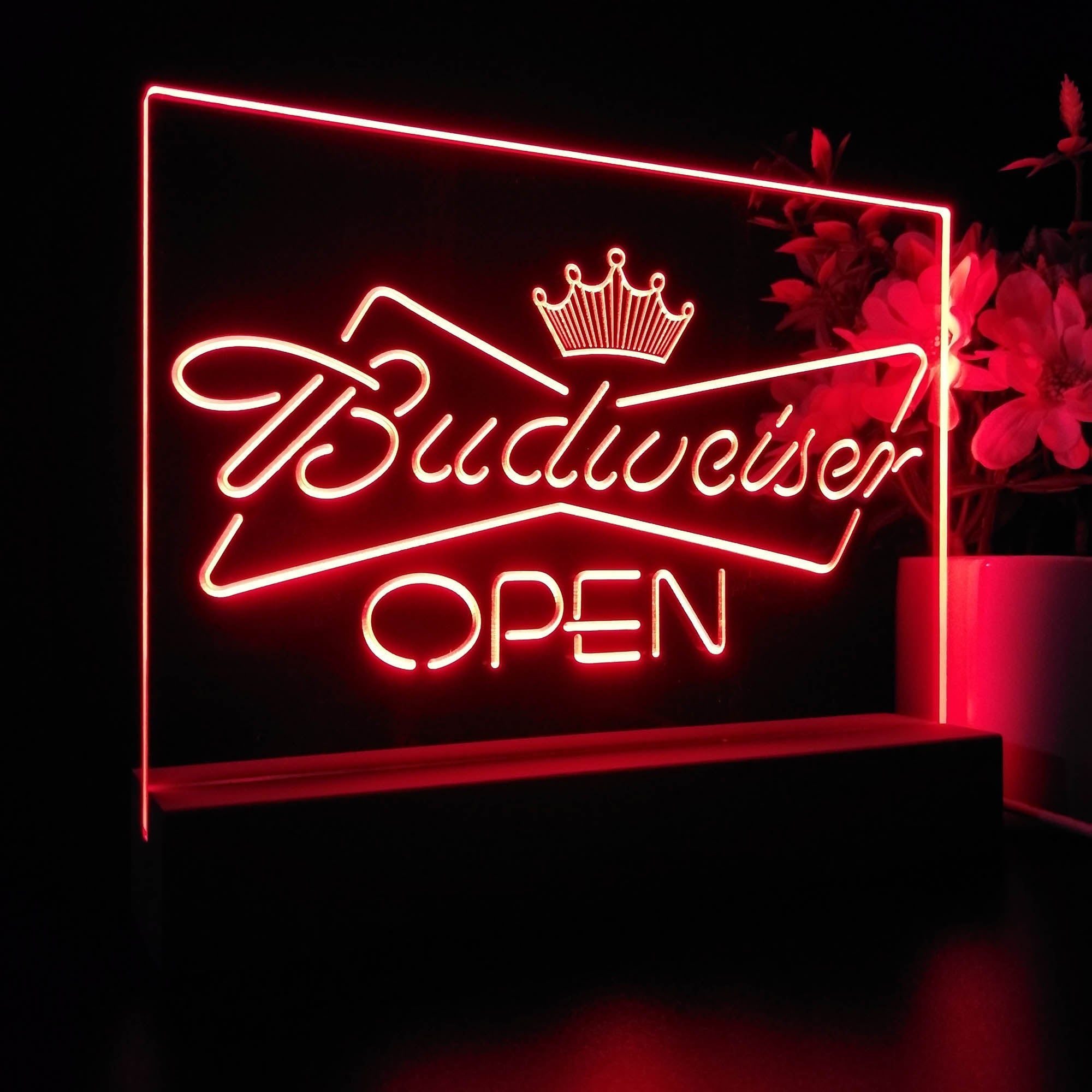 Budweiser Open Home Bar Neon Sign Pub Bar Lamp