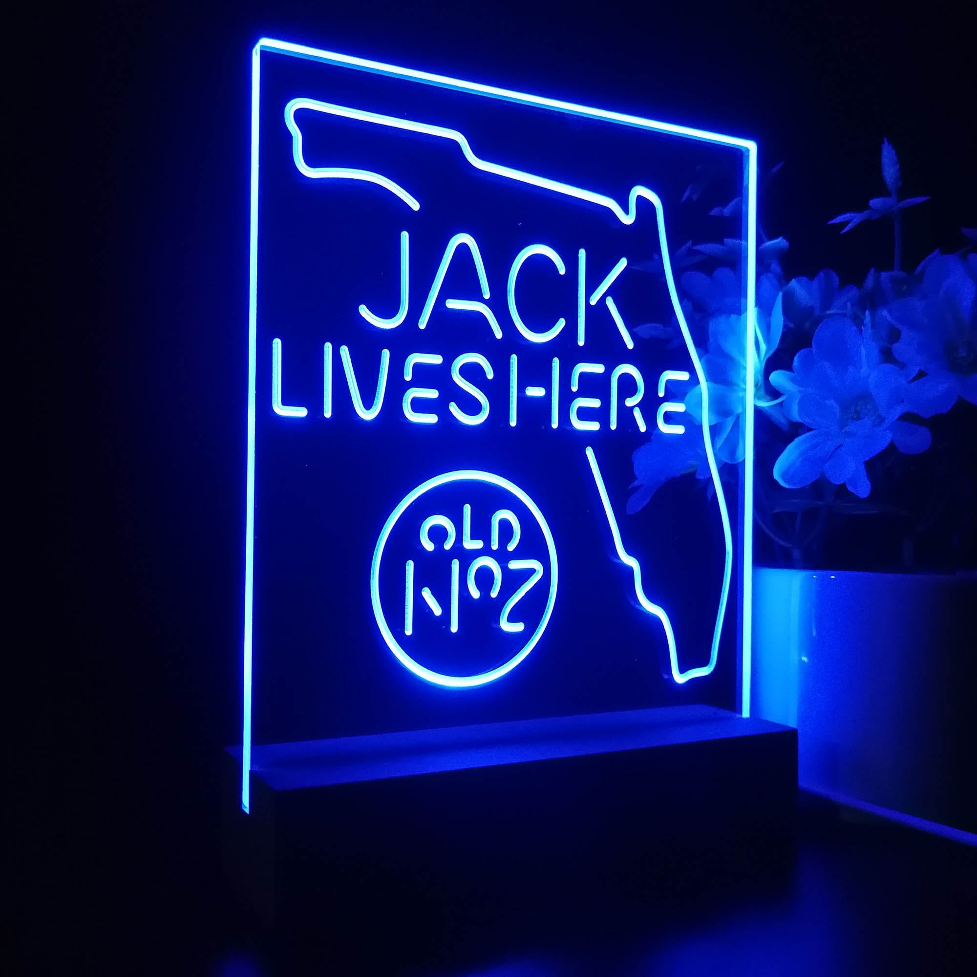 Florida Jack Lives Here Night Light Neon Pub Bar Lamp