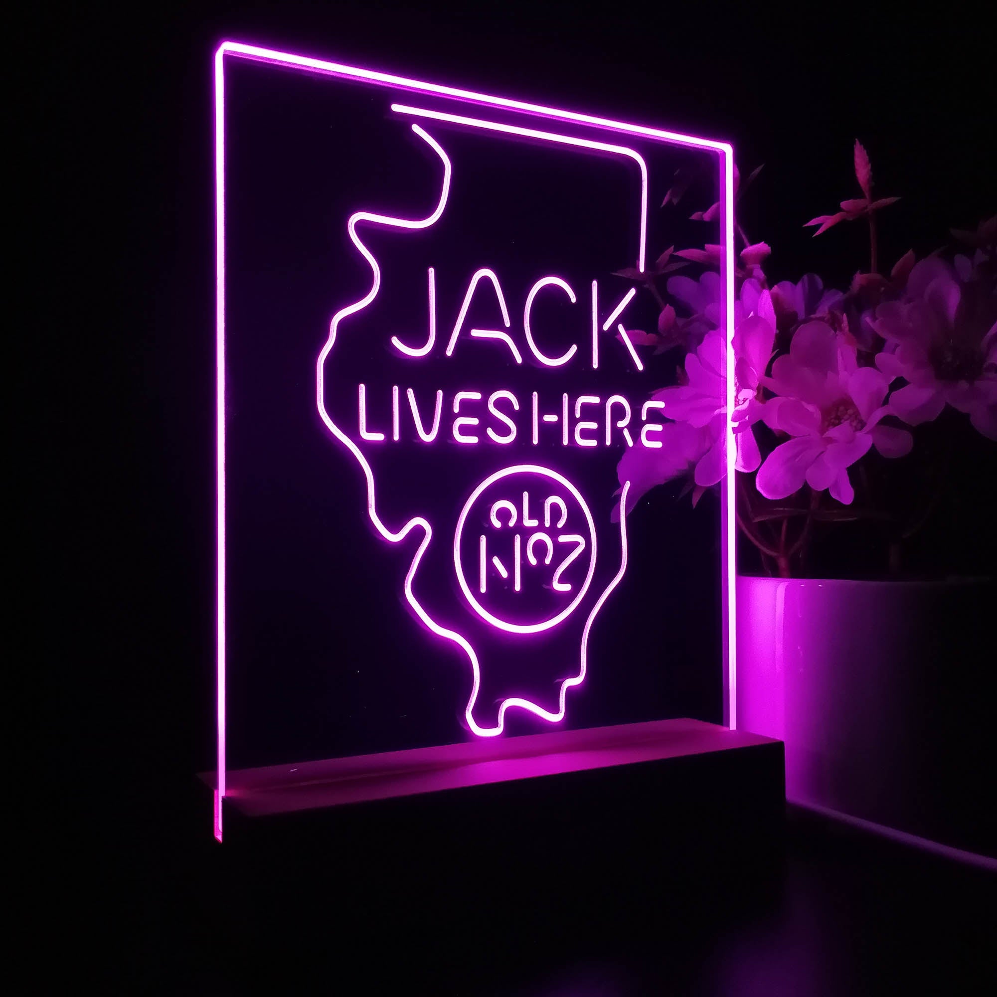 Illinois Jack Lives Here Night Light Neon Pub Bar Lamp