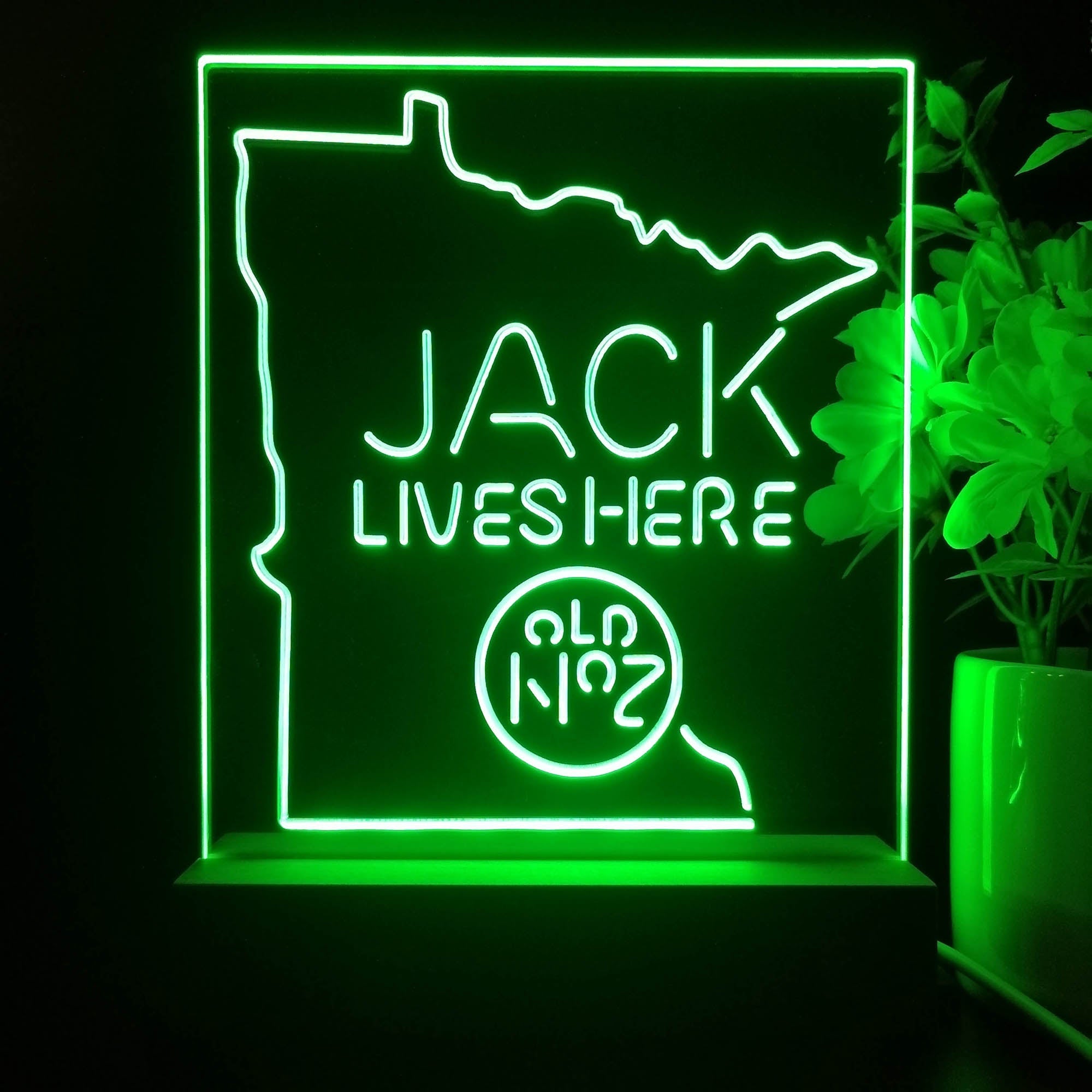 Minnesota Jack Lives Here Night Light Neon Pub Bar Lamp