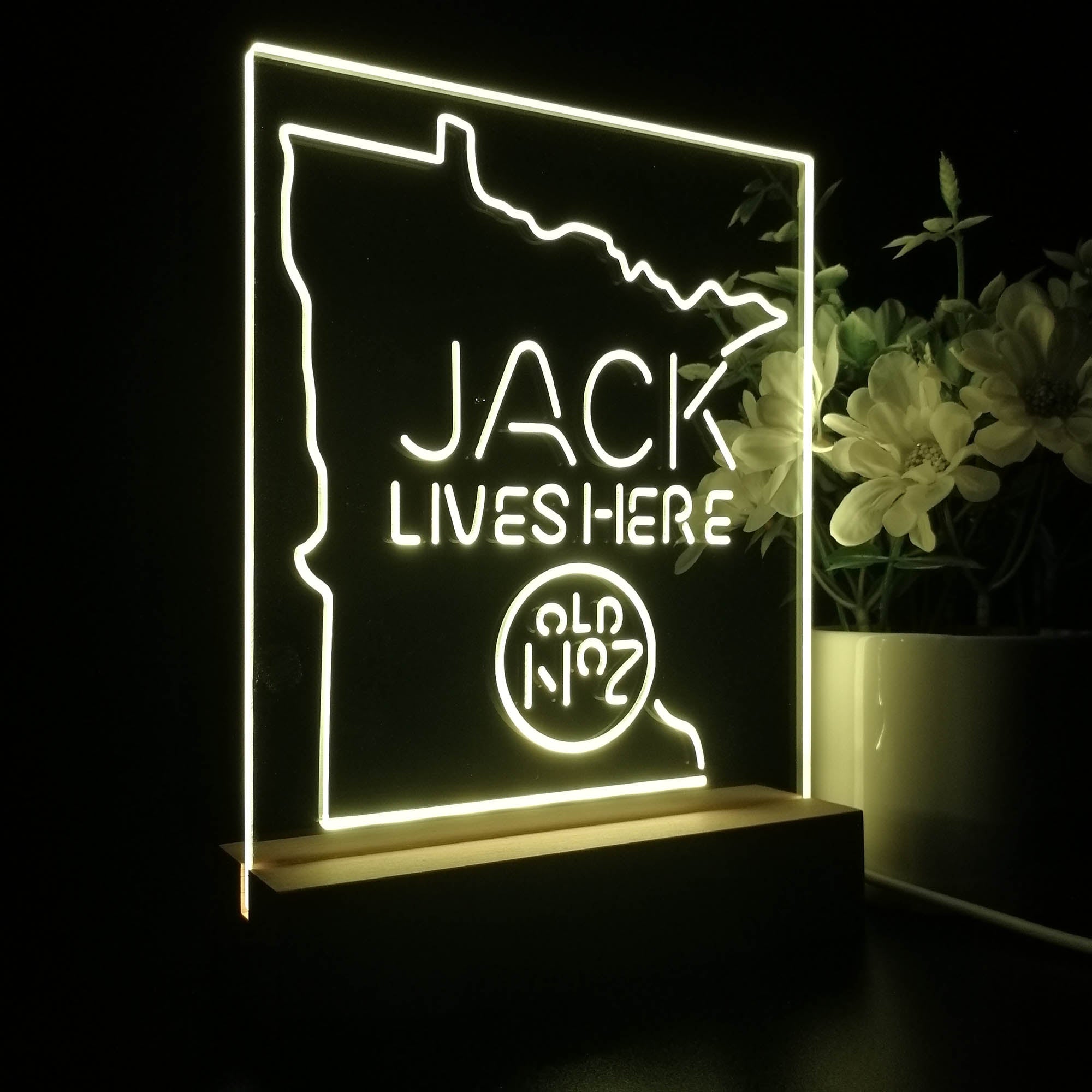 Minnesota Jack Lives Here Night Light Neon Pub Bar Lamp