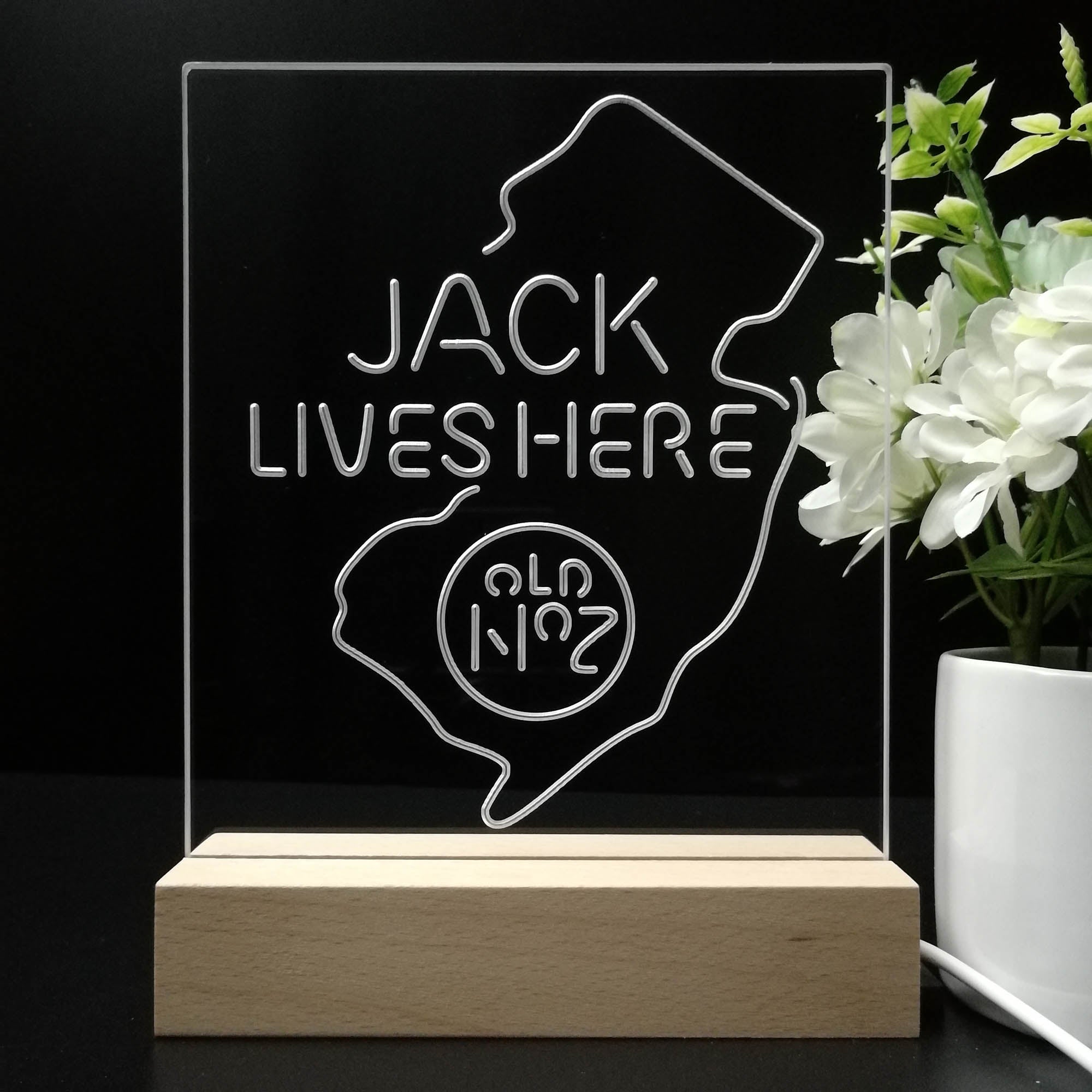 New Jersey Jack Lives Here Night Light Neon Pub Bar Lamp