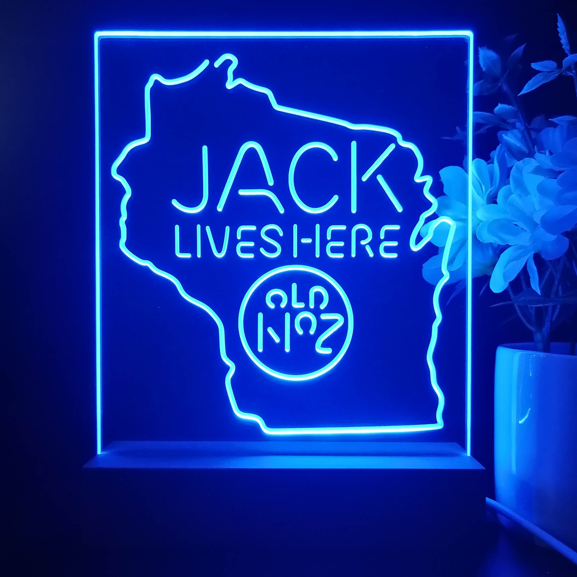 Wisconisin Jack Lives Here Night Light Neon Pub Bar Lamp