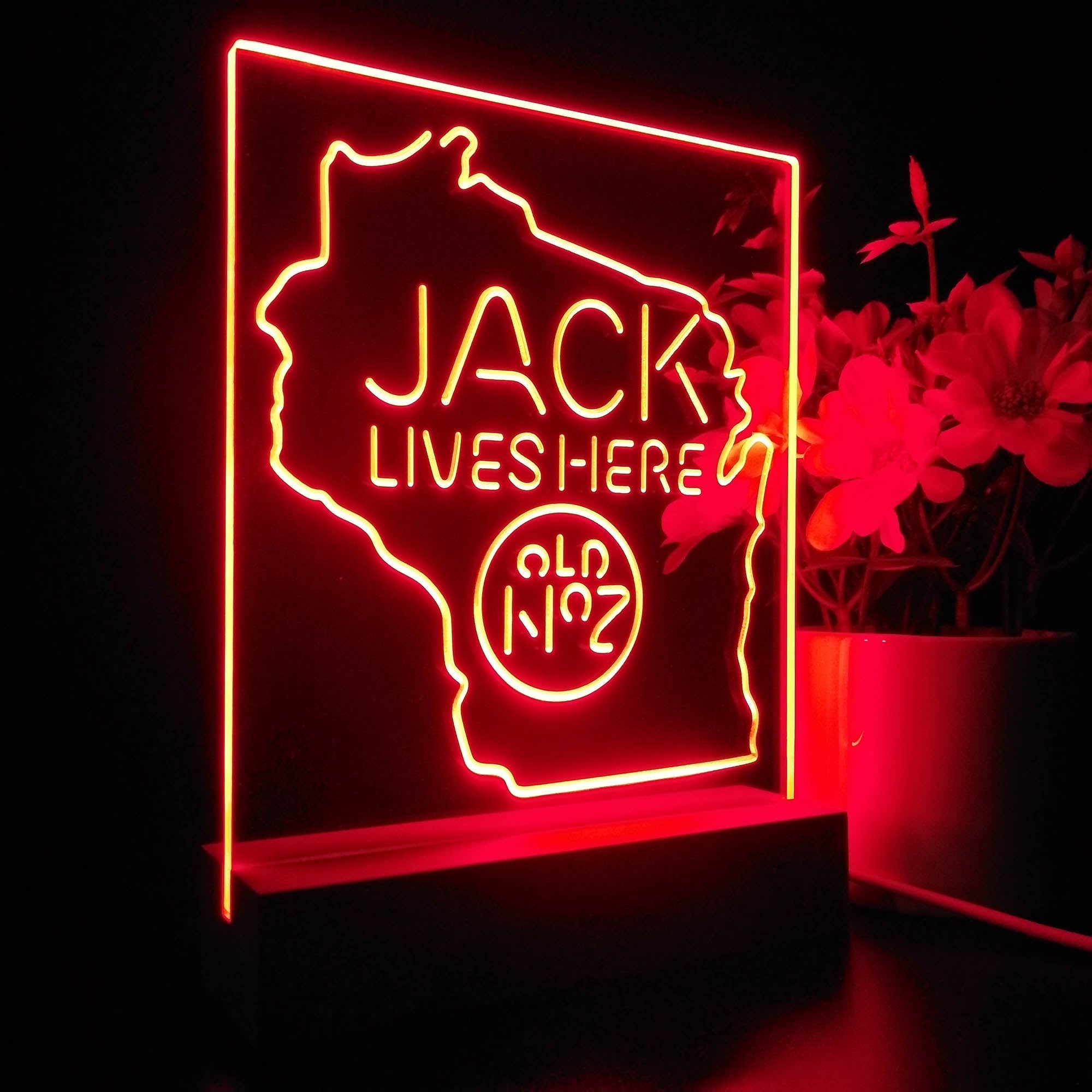 Wisconisin Jack Lives Here Night Light Neon Pub Bar Lamp