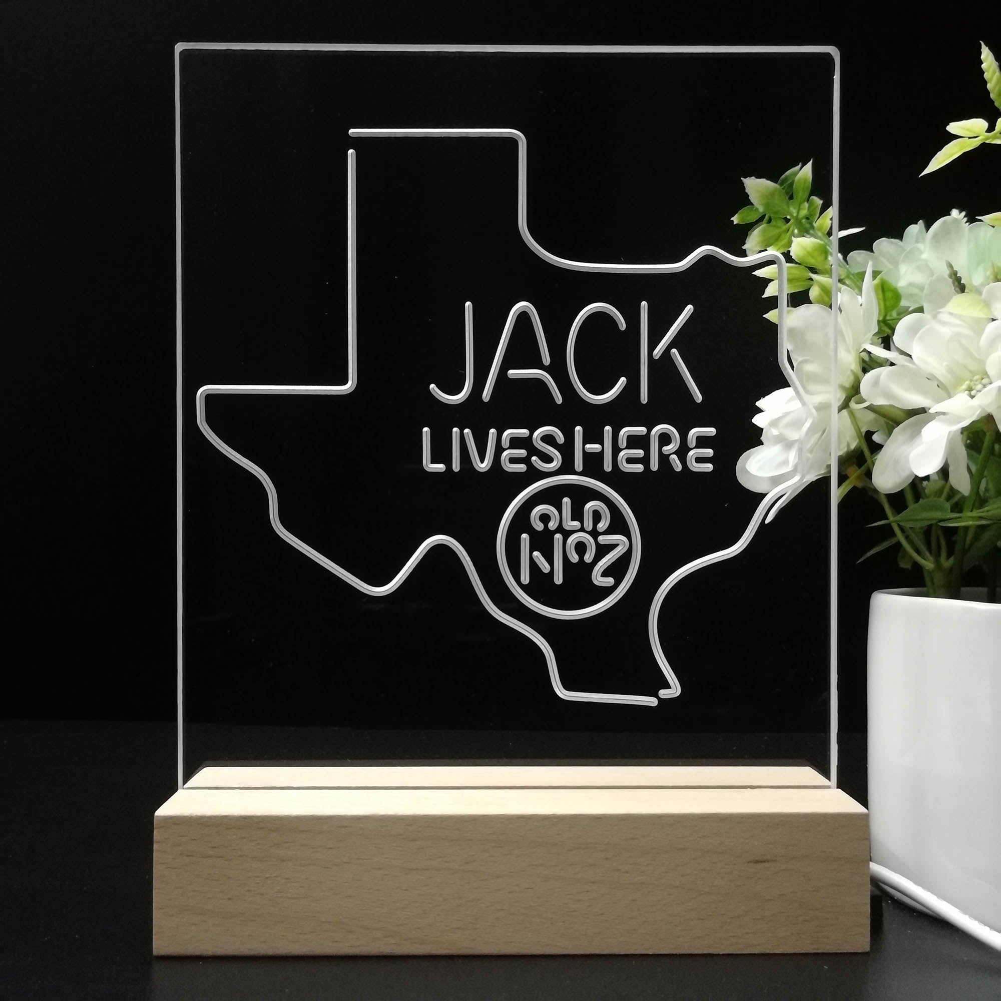 Texas Jack Danielss Jack Lives Here Decoration Gifts 3D Illusion Night Light Desk Lamp