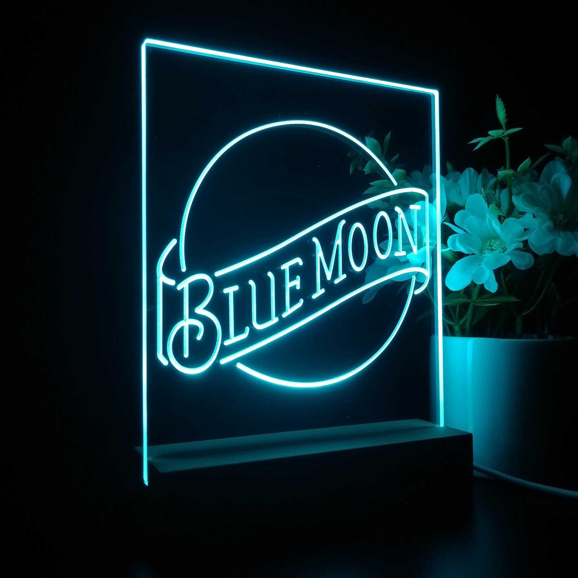 Blue Moon Beer Bar 3D Illusion Night Light Desk Lamp