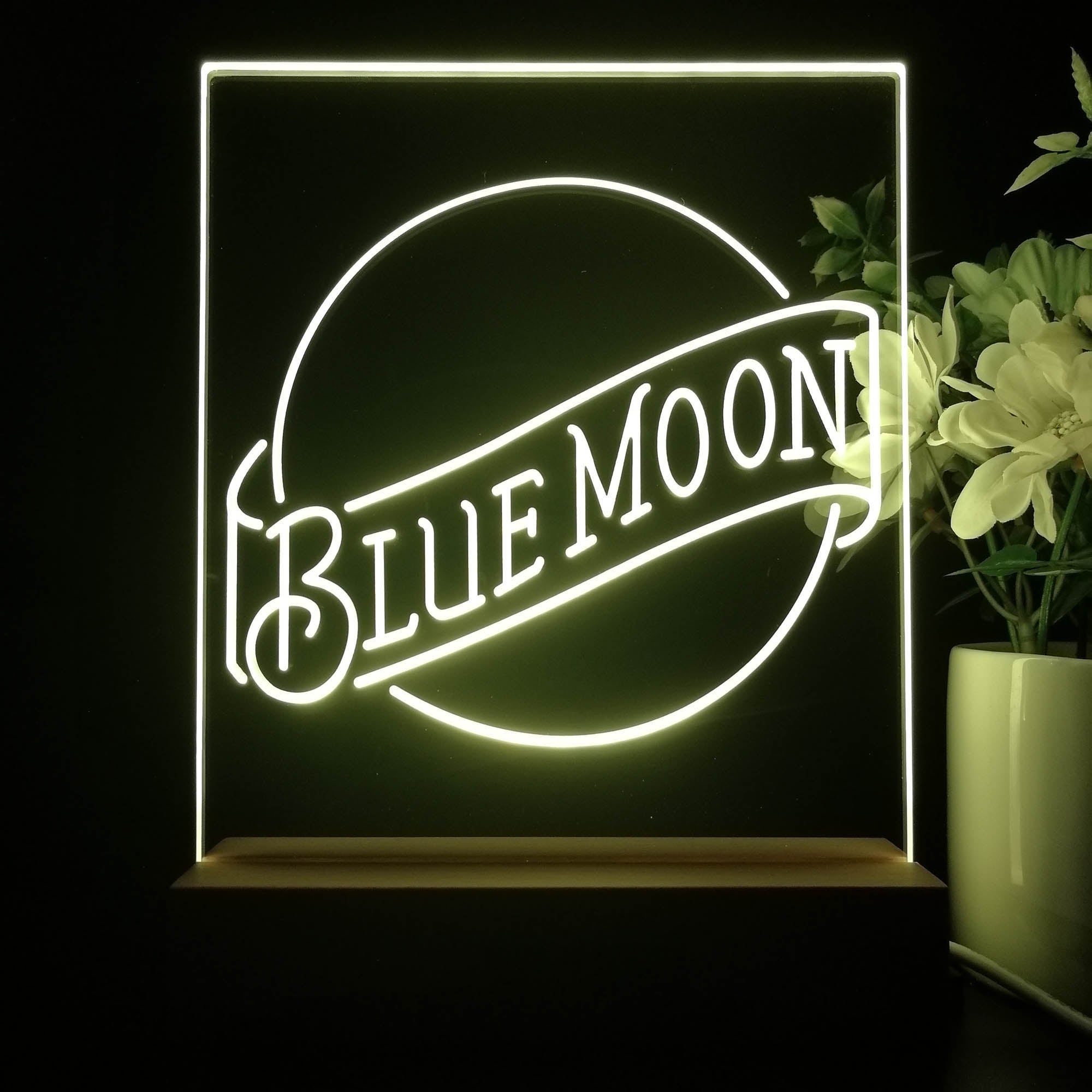 Blue Moon Beer Bar 3D Illusion Night Light Desk Lamp