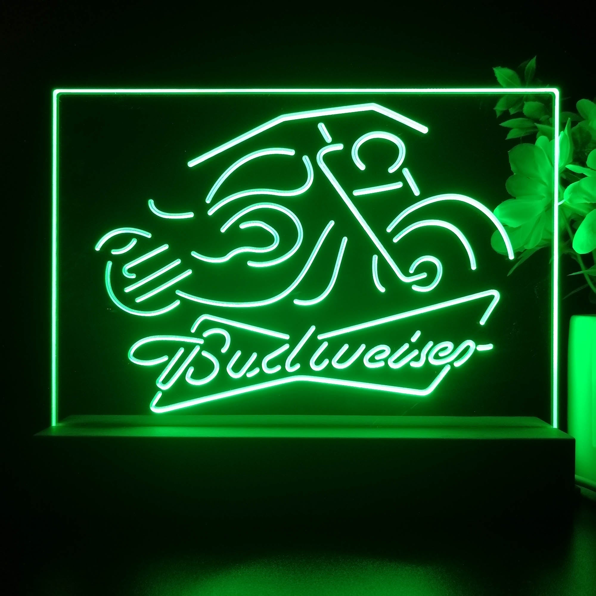 Budweiser Beer Motorcycle Neon Sign Pub Bar Lamp
