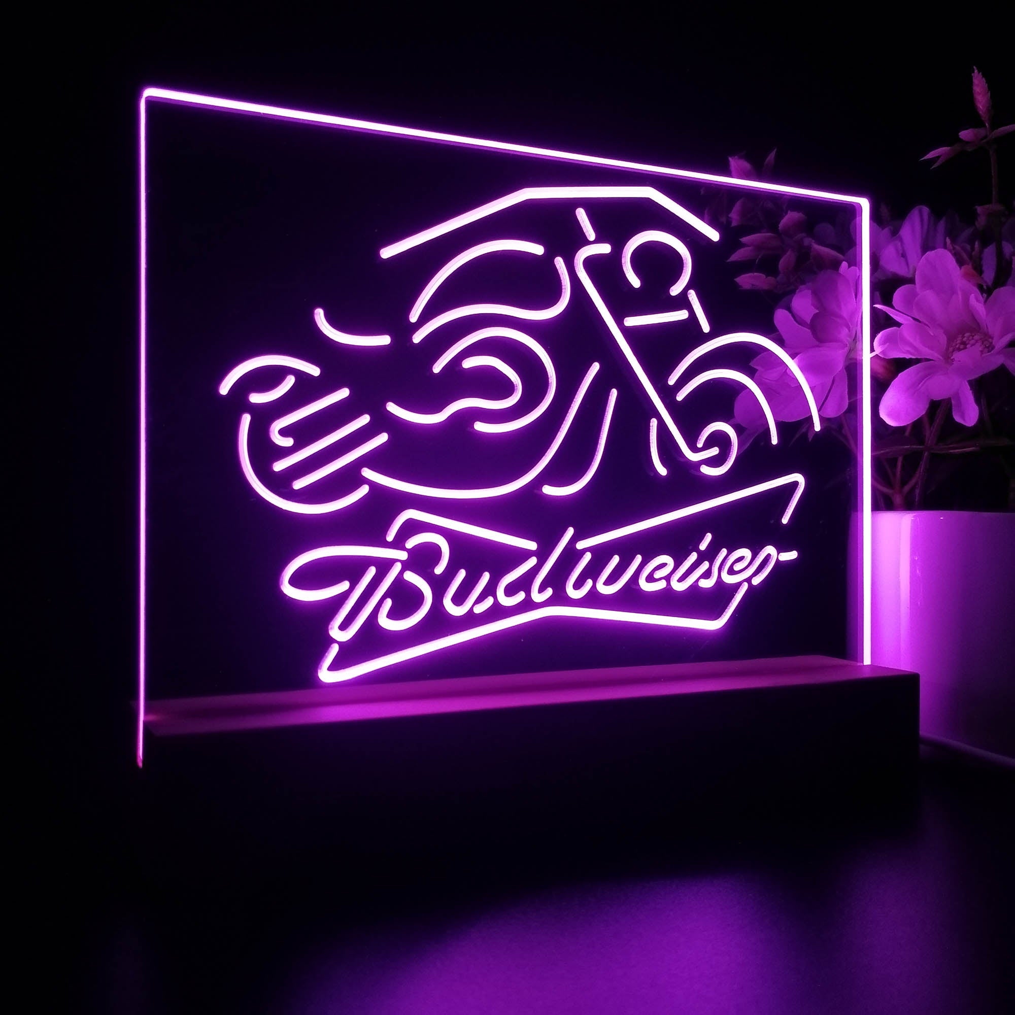 Budweiser Beer Motorcycle Neon Sign Pub Bar Lamp