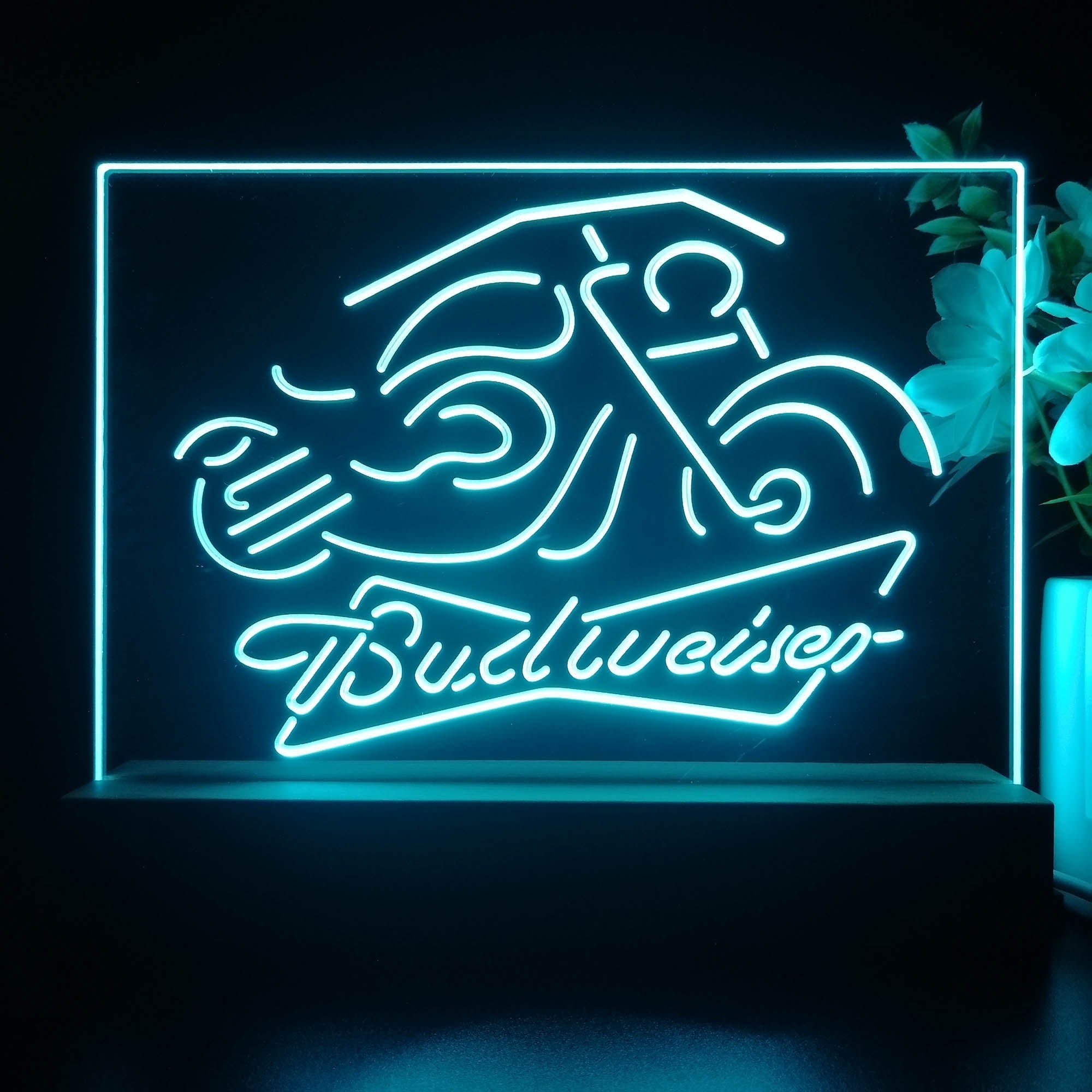 Budweiser Beer Motorcycle Neon Sign Pub Bar Lamp