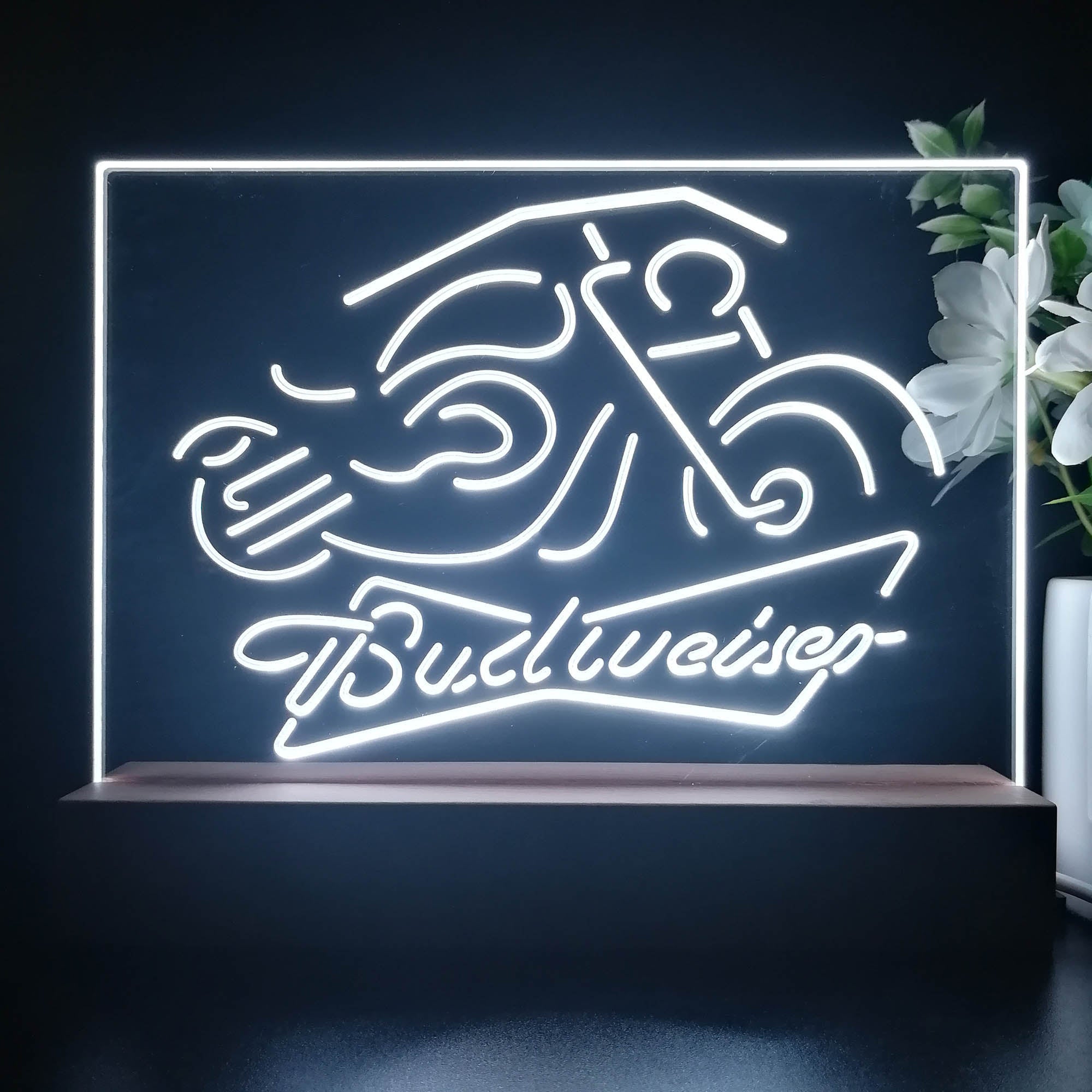 Budweiser Beer Motorcycle Neon Sign Pub Bar Lamp