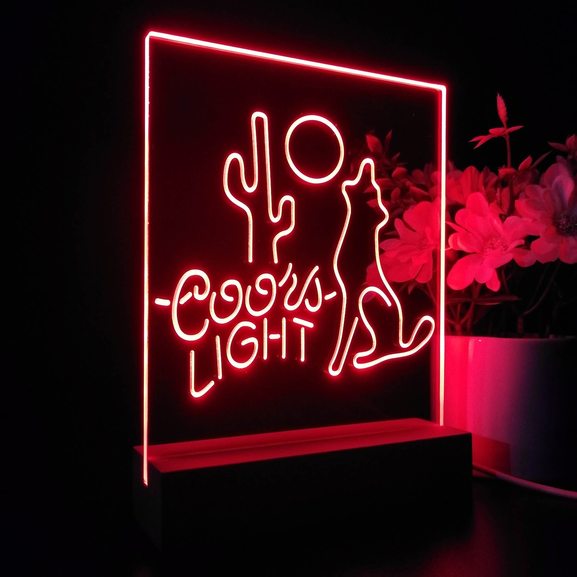Coors Light Coyote Moon 3D Illusion Night Light Desk Lamp