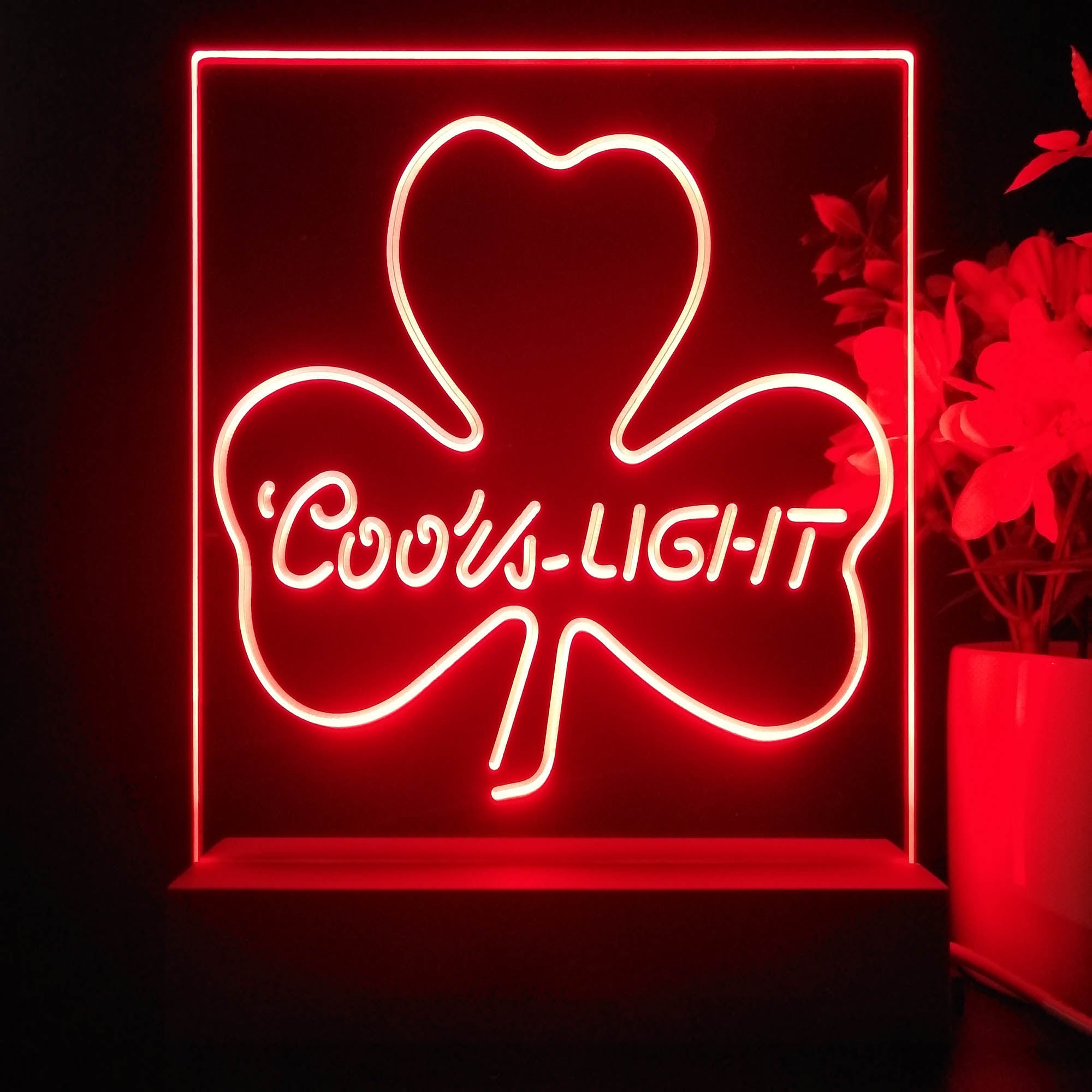 Coors Light Green Clover Shamrock 3D Illusion Night Light Desk Lamp