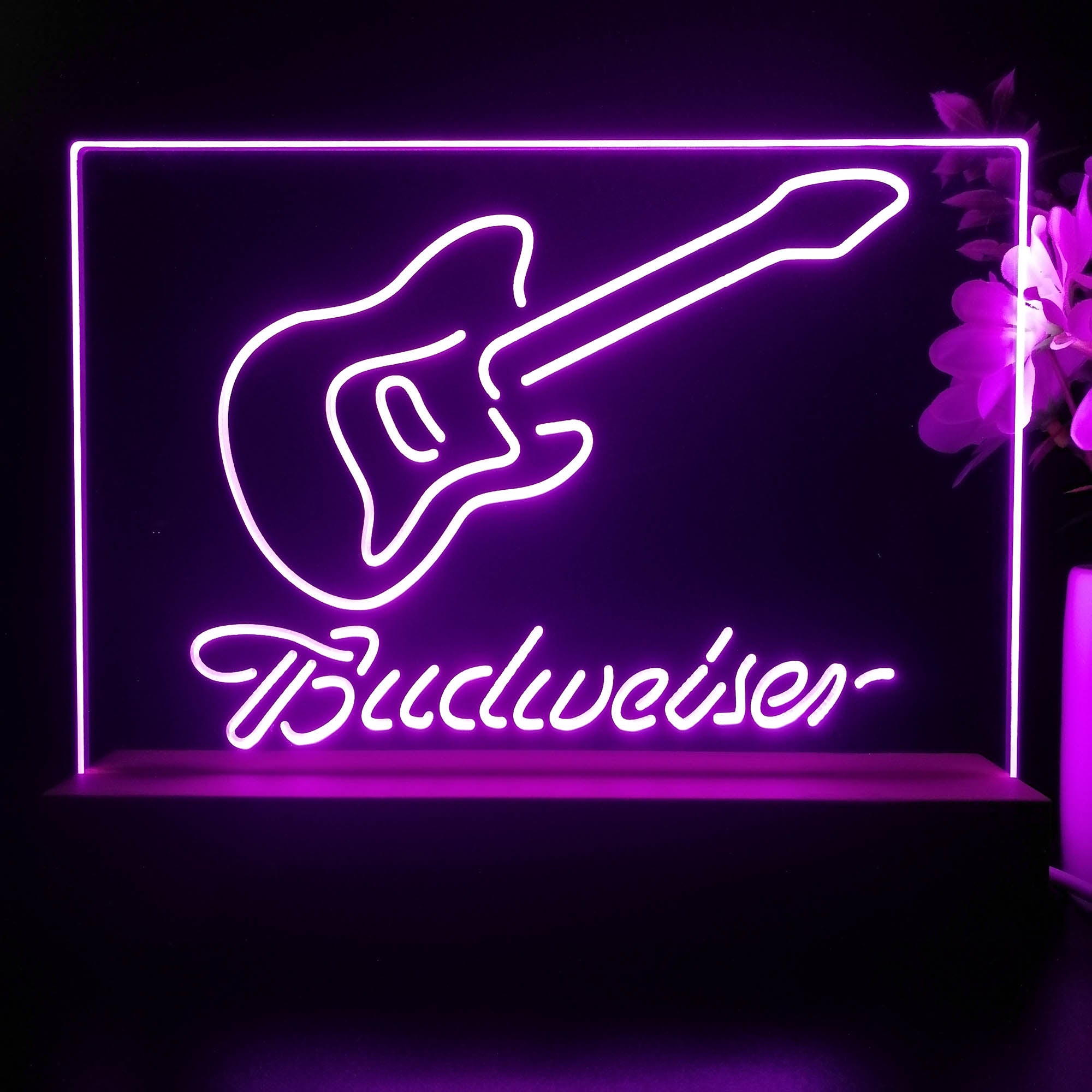 Budweiser Guitar Neon Sign Pub Bar Lamp