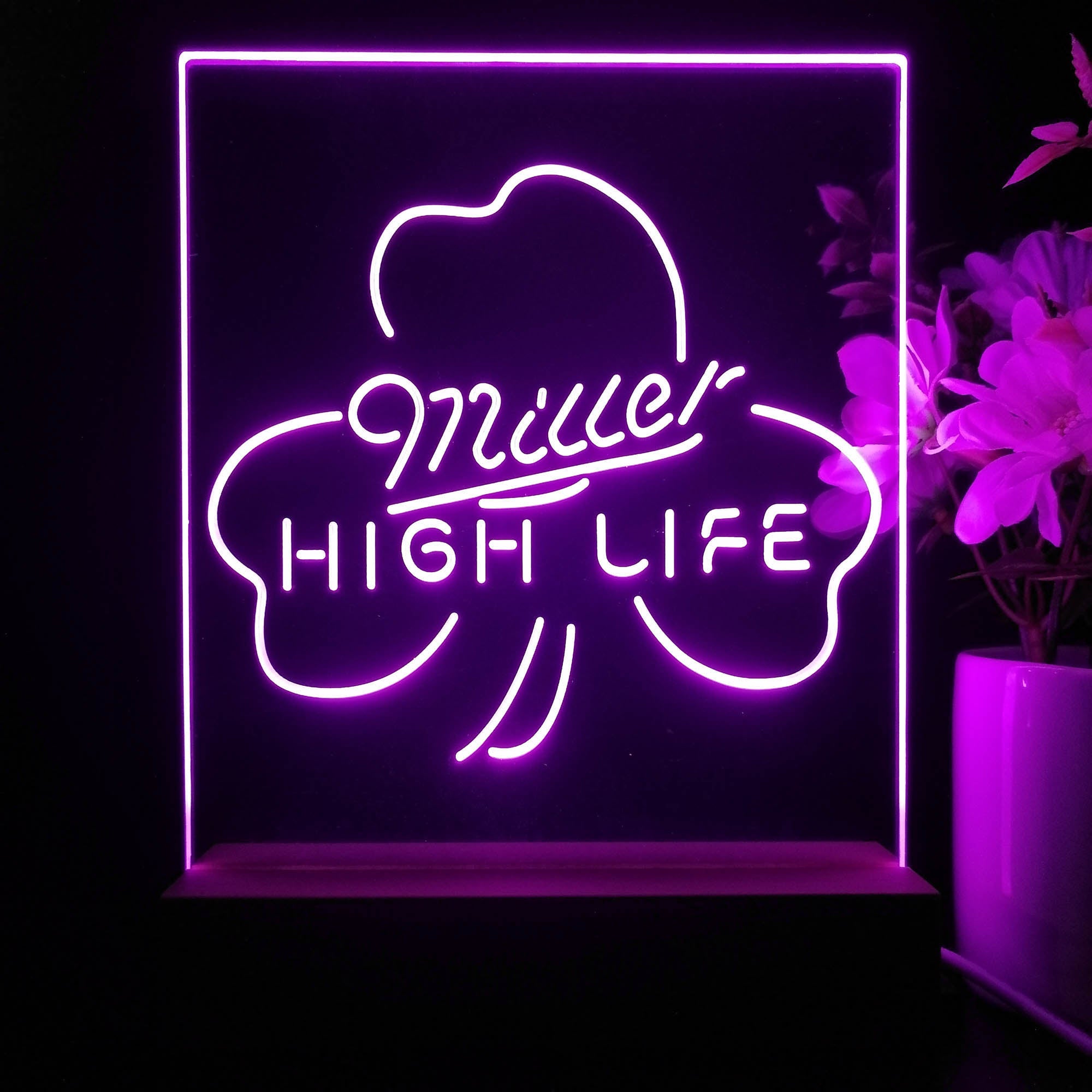 Miller High Life Shamrock 3D Illusion Night Light Desk Lamp