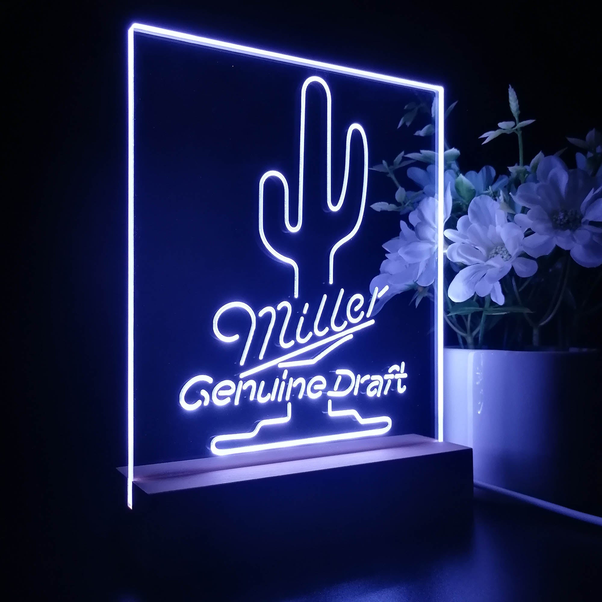 Miller Genuine Cactus Night Light Neon Pub Bar Lamp