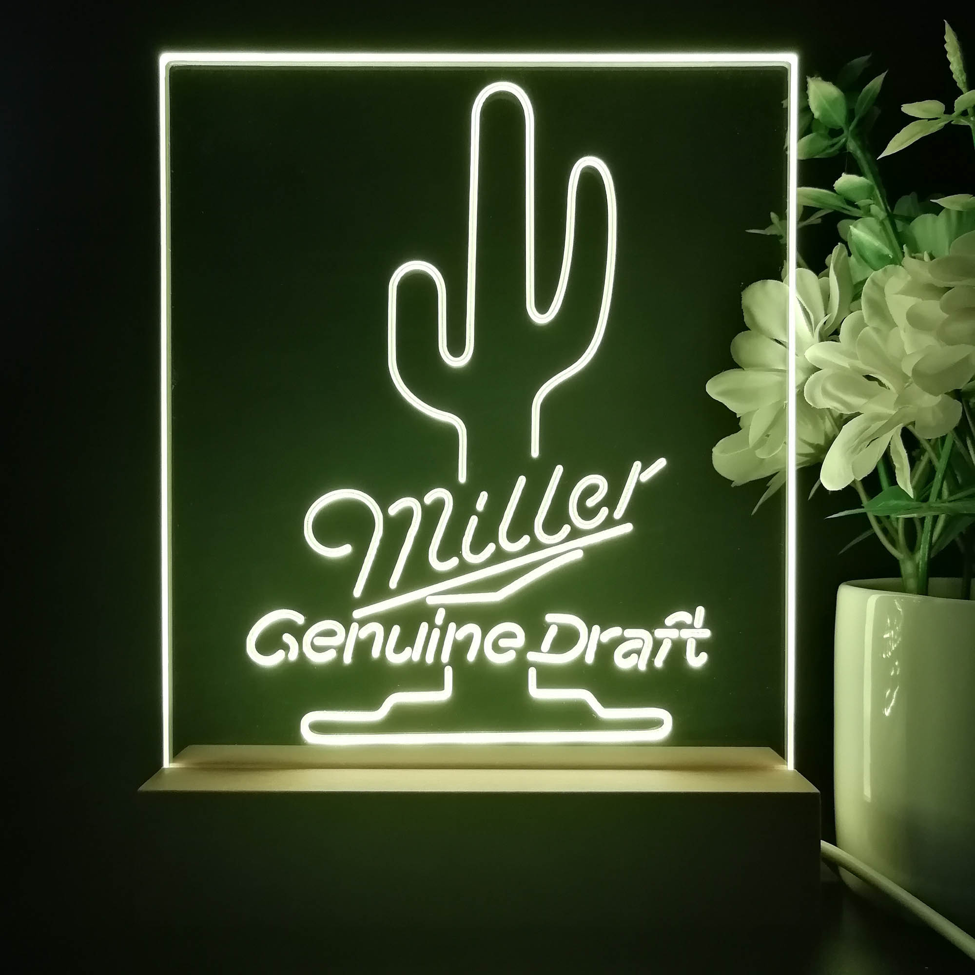 Miller Genuine Cactus Night Light Neon Pub Bar Lamp