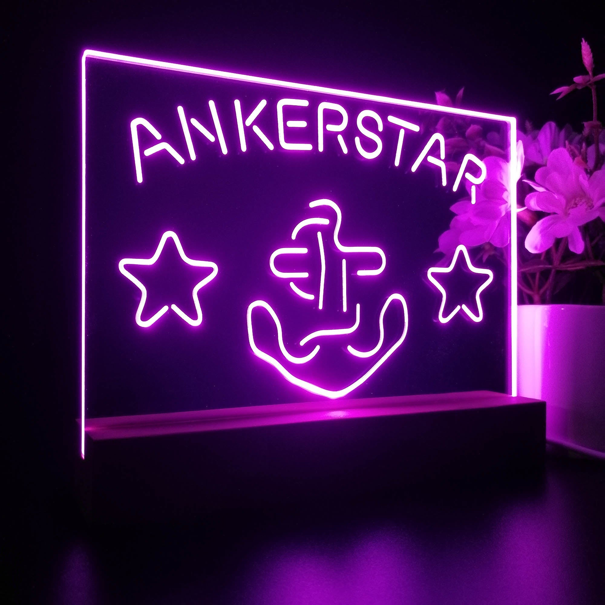 Ankerstar Anchor Cowboys Stars Beer Neon Sign Pub Bar Lamp