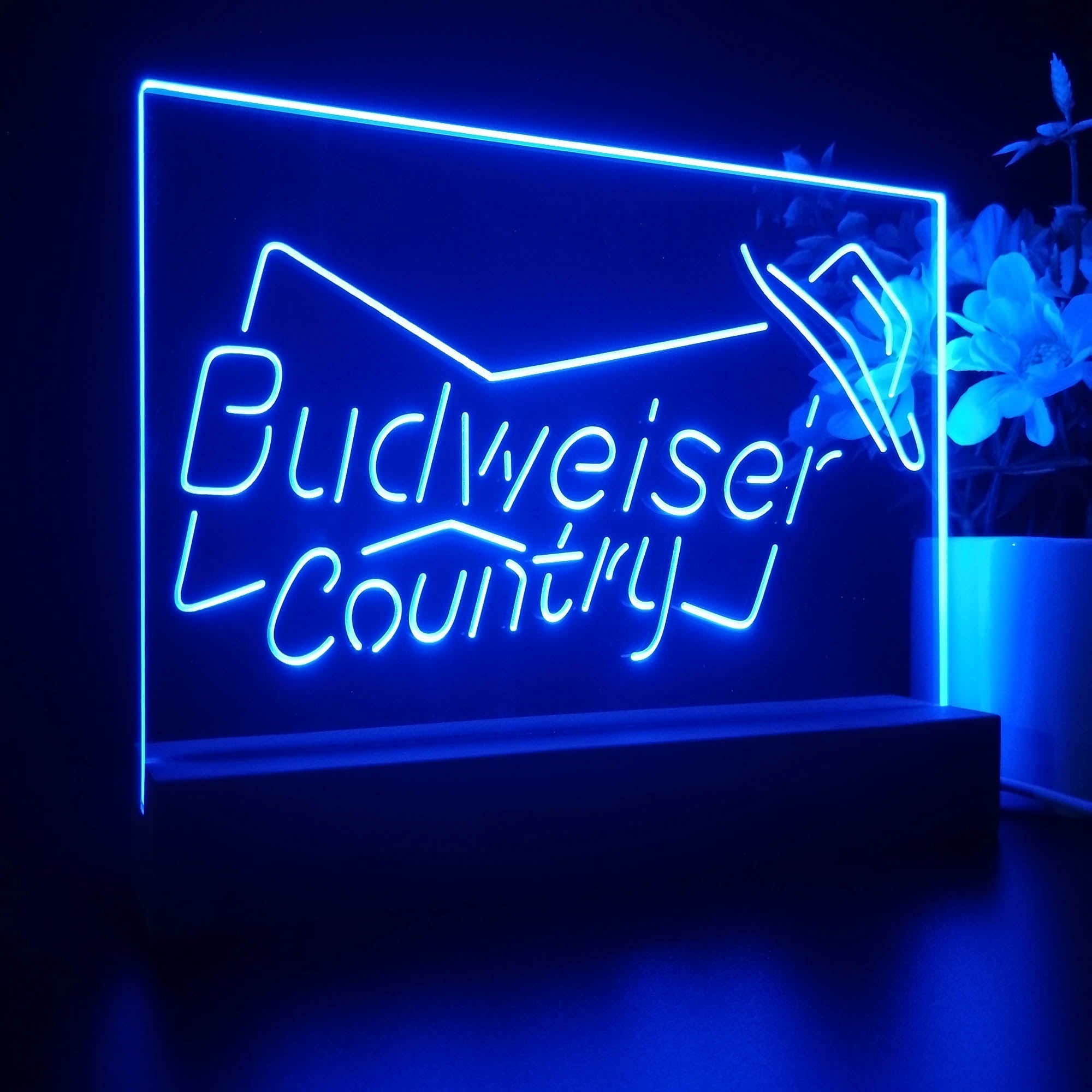 Budweiser Country Cowboys Bowtie Hat Neon Sign Pub Bar Lamp