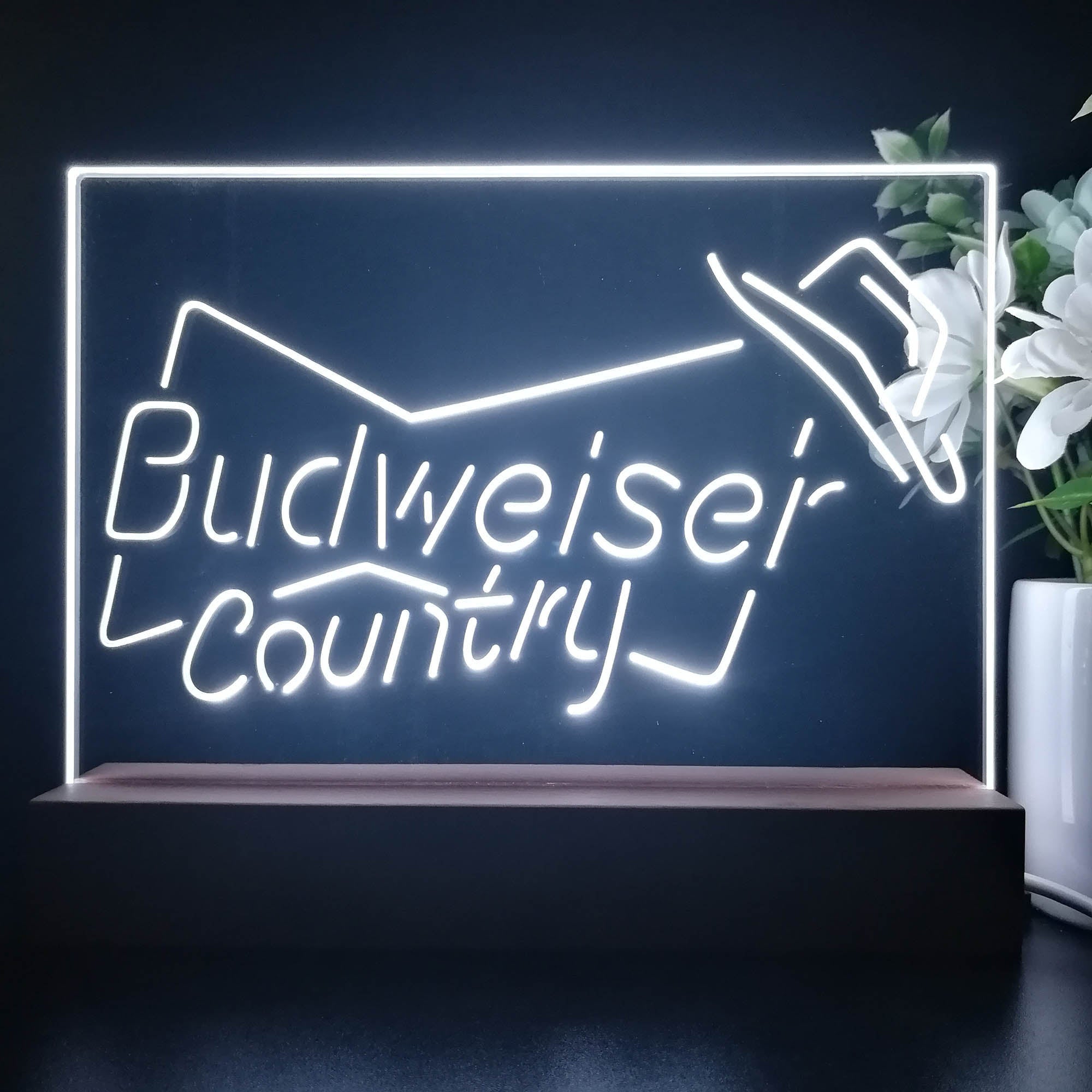 Budweiser Country Cowboys Bowtie Hat Neon Sign Pub Bar Lamp