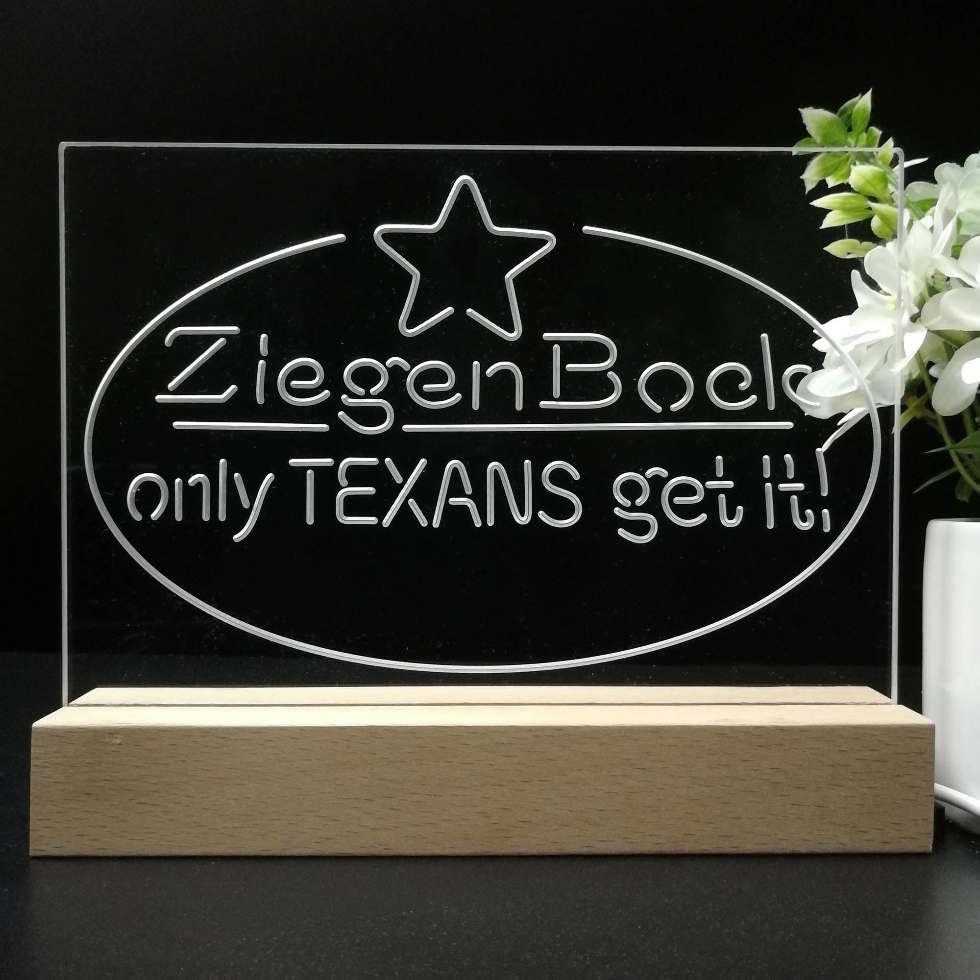 ZiegenBock Amber Only Texans Get it Neon Sign Pub Bar Lamp