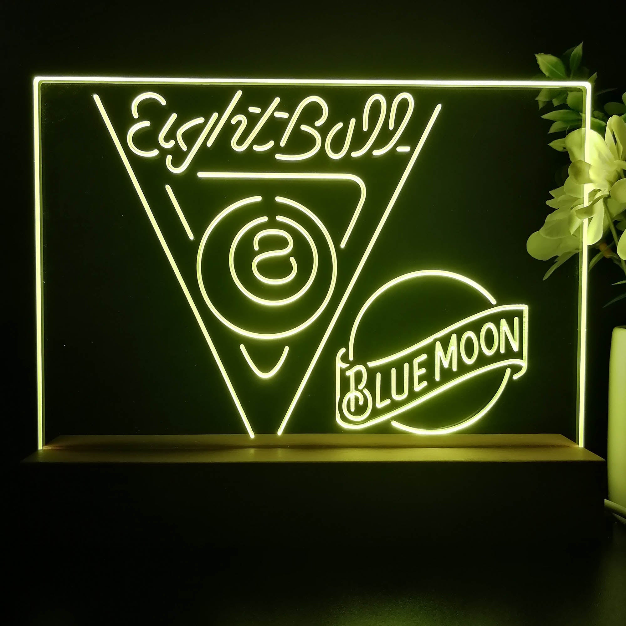 Blue Moon Eight Ball Pool Snooker Room Neon Sign Pub Bar Lamp