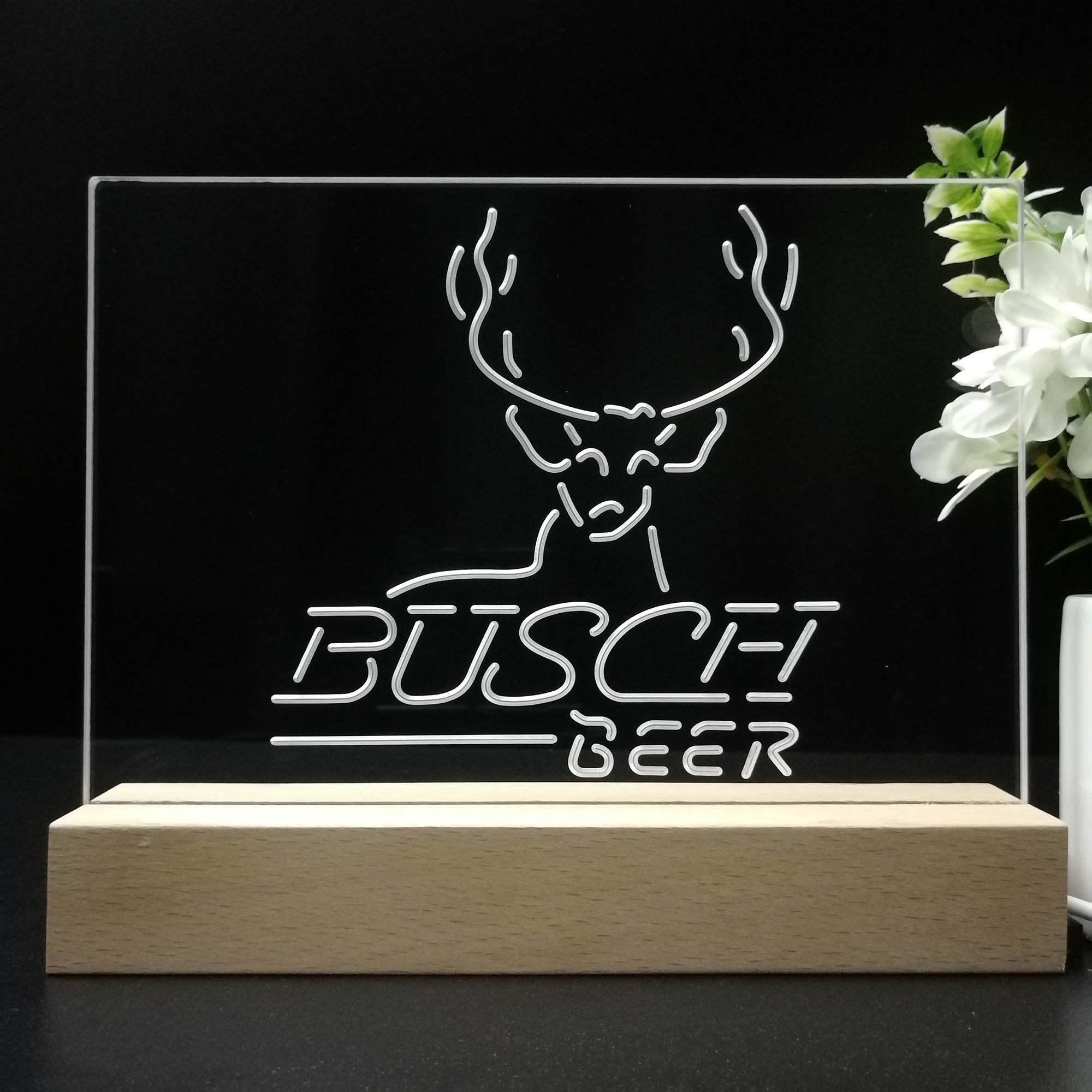 Buschs Beer Cabin Deer Hunt Neon Sign Pub Bar Lamp