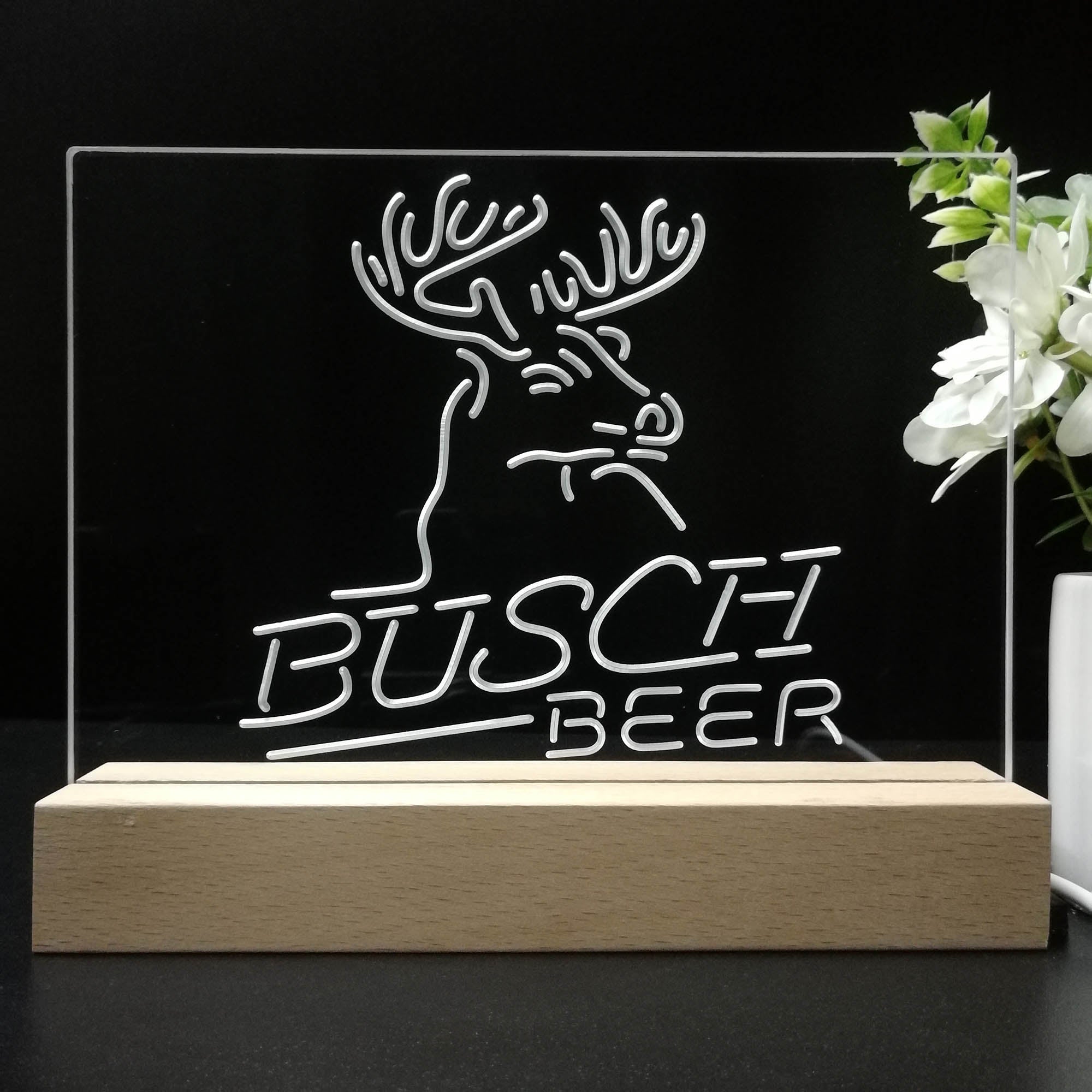 Busch Beer Den Deer Hunt Neon Sign Pub Bar Lamp