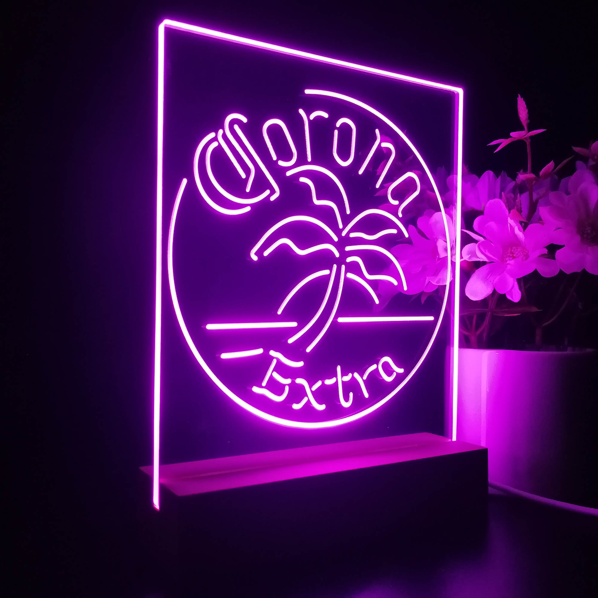 Coronas Palm Tree Island Circle 3D Illusion Night Light Desk Lamp