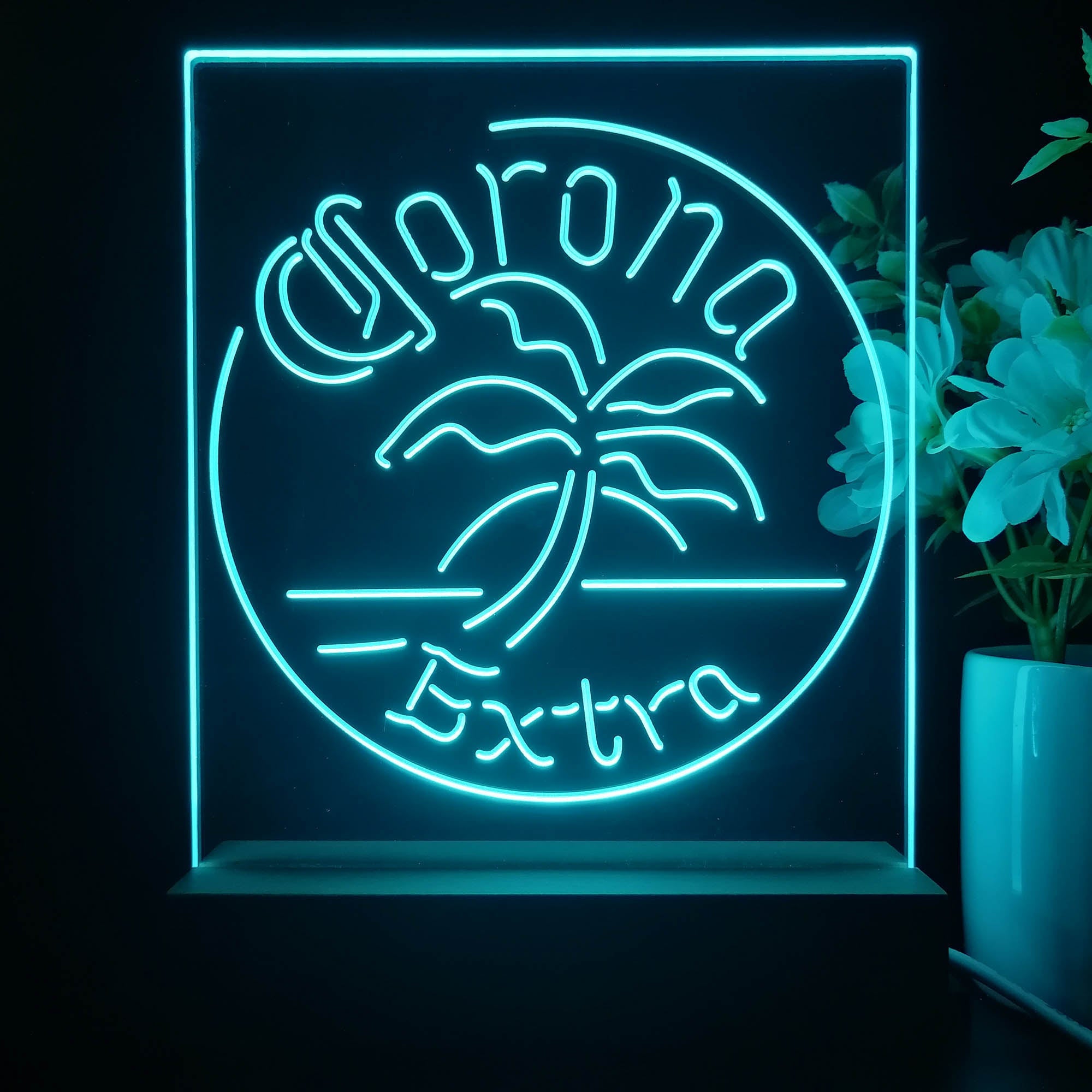 Coronas Palm Tree Island Circle 3D Illusion Night Light Desk Lamp