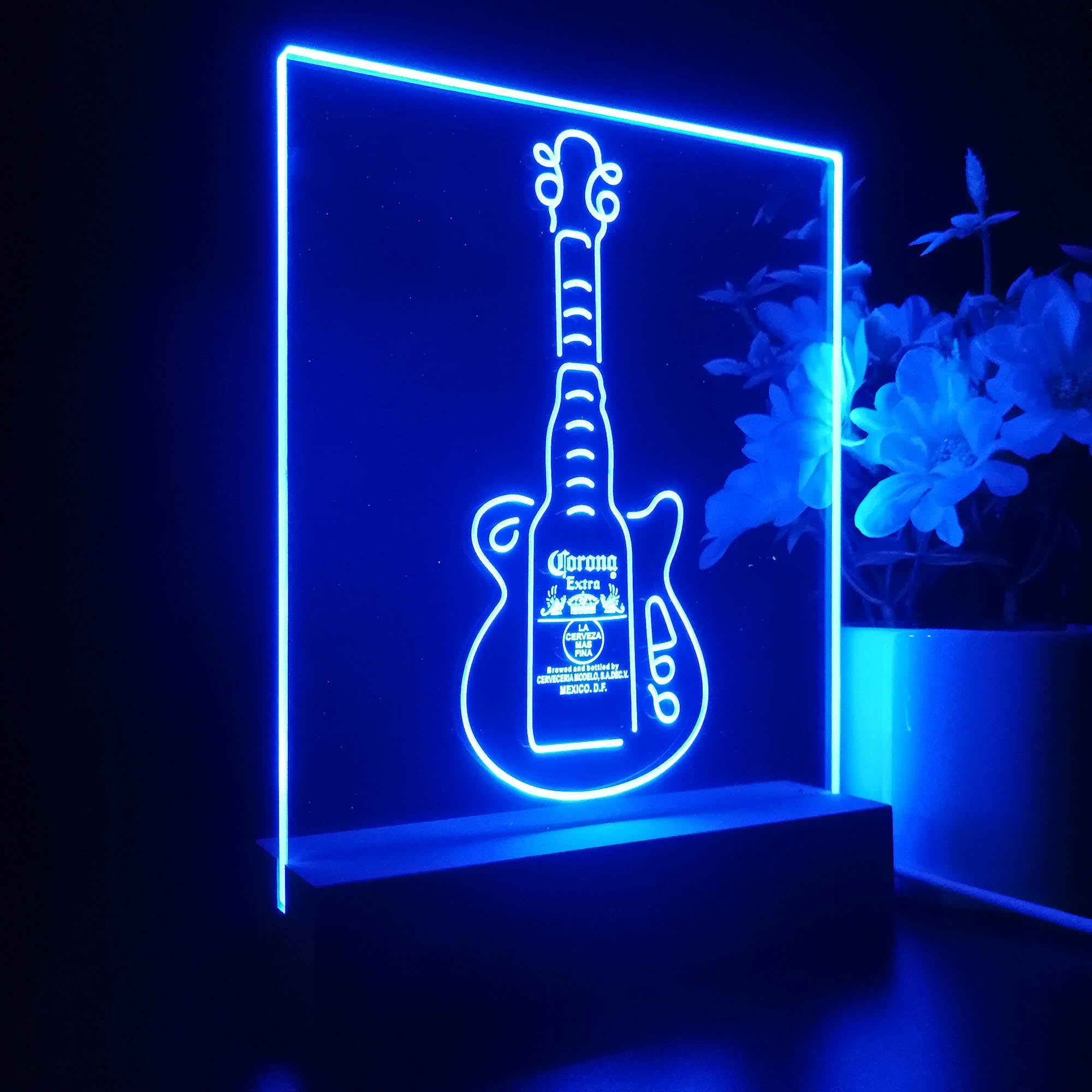Corona Extra Guitar Bottle Night Light Neon Pub Bar Lamp