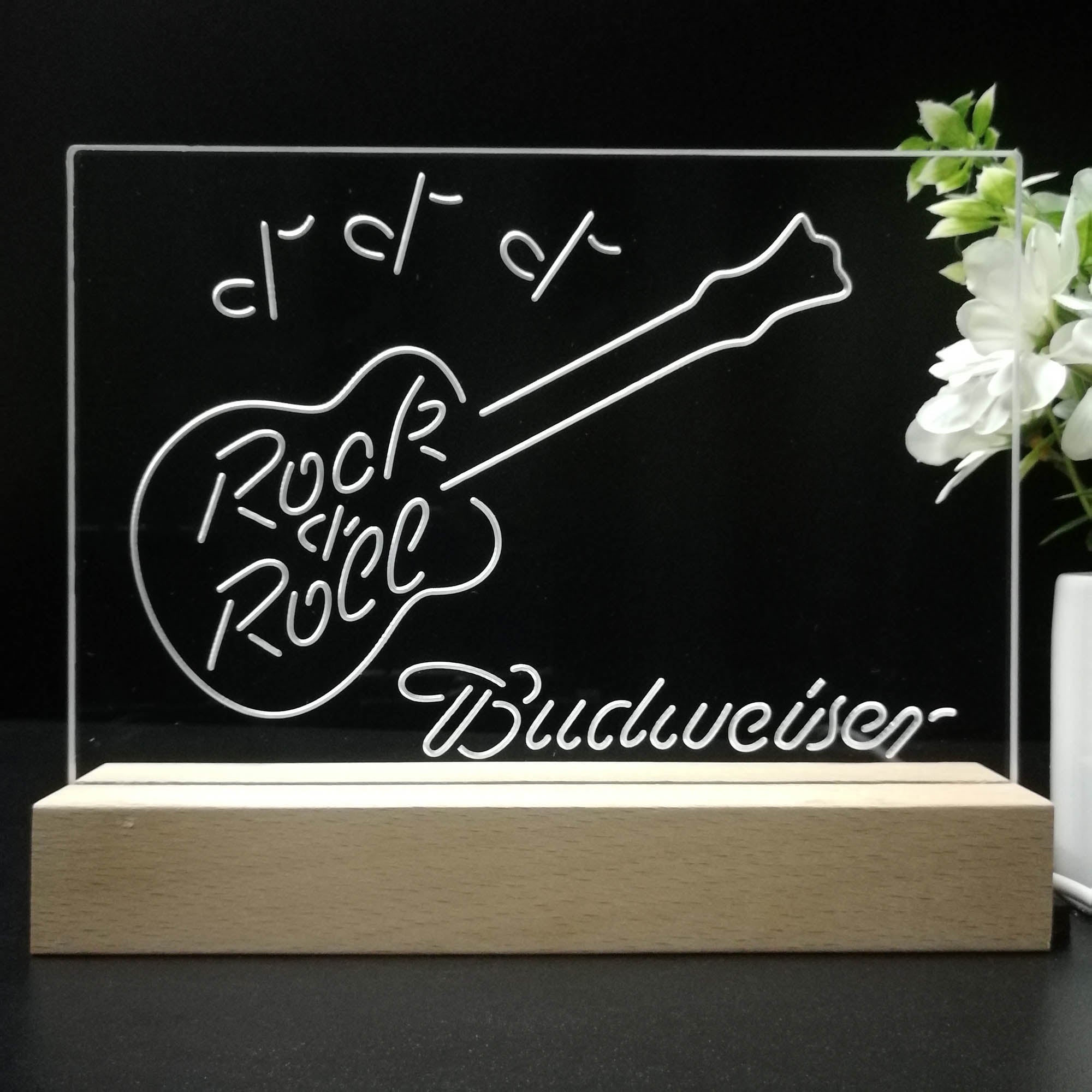 Budweiser Rock n Roll Live Music Neon Sign Pub Bar Lamp