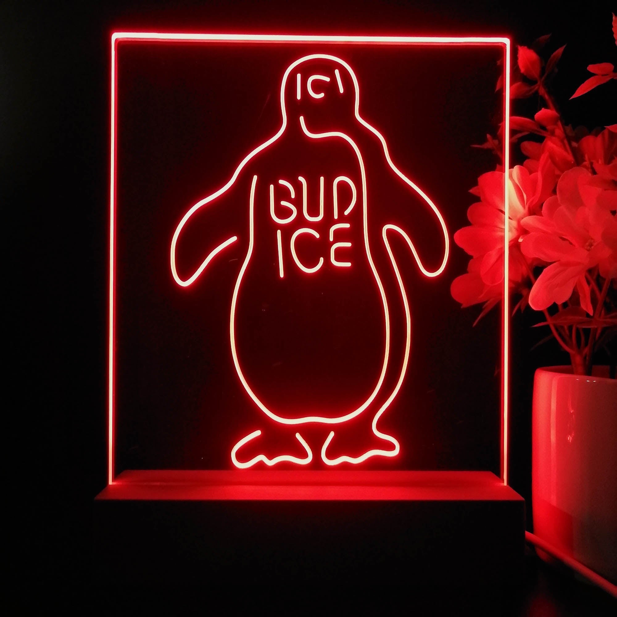 Bud Ice Penguin Beer Night Light Neon Pub Bar Lamp