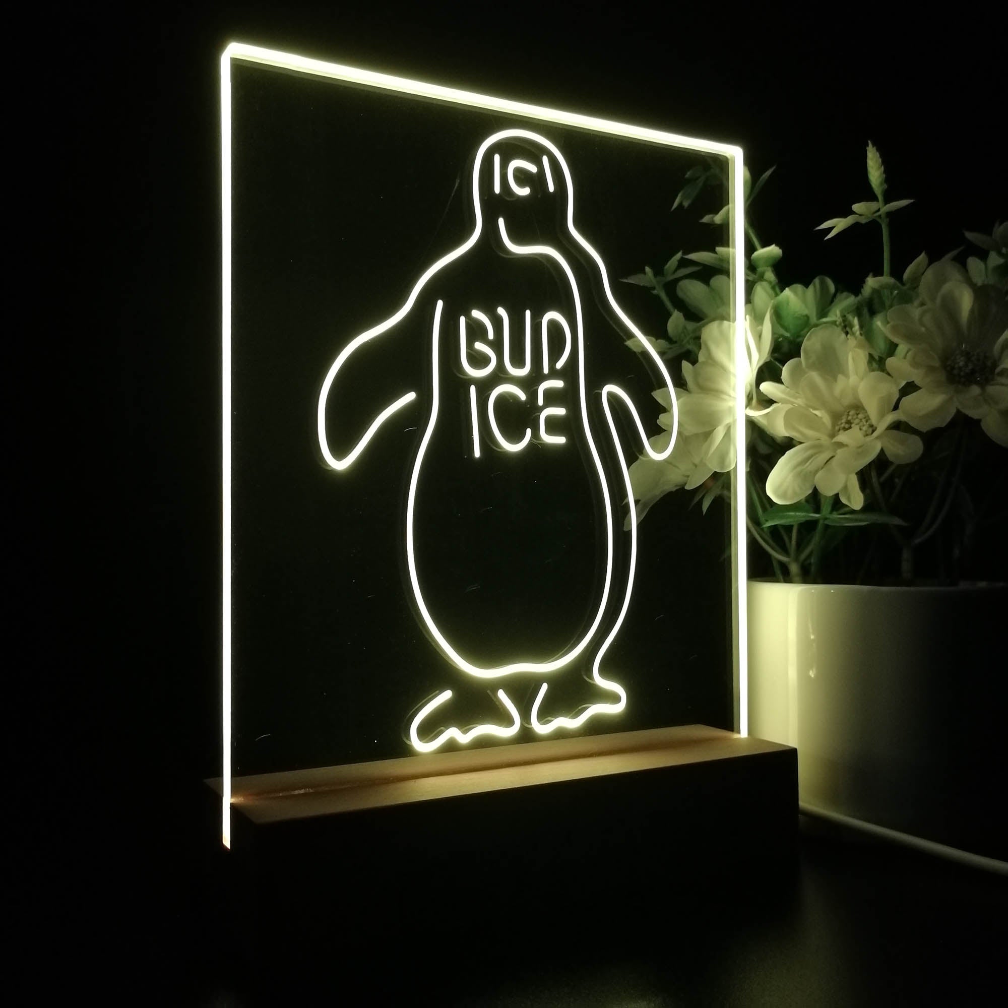 Bud Ice Penguin Beer Night Light Neon Pub Bar Lamp