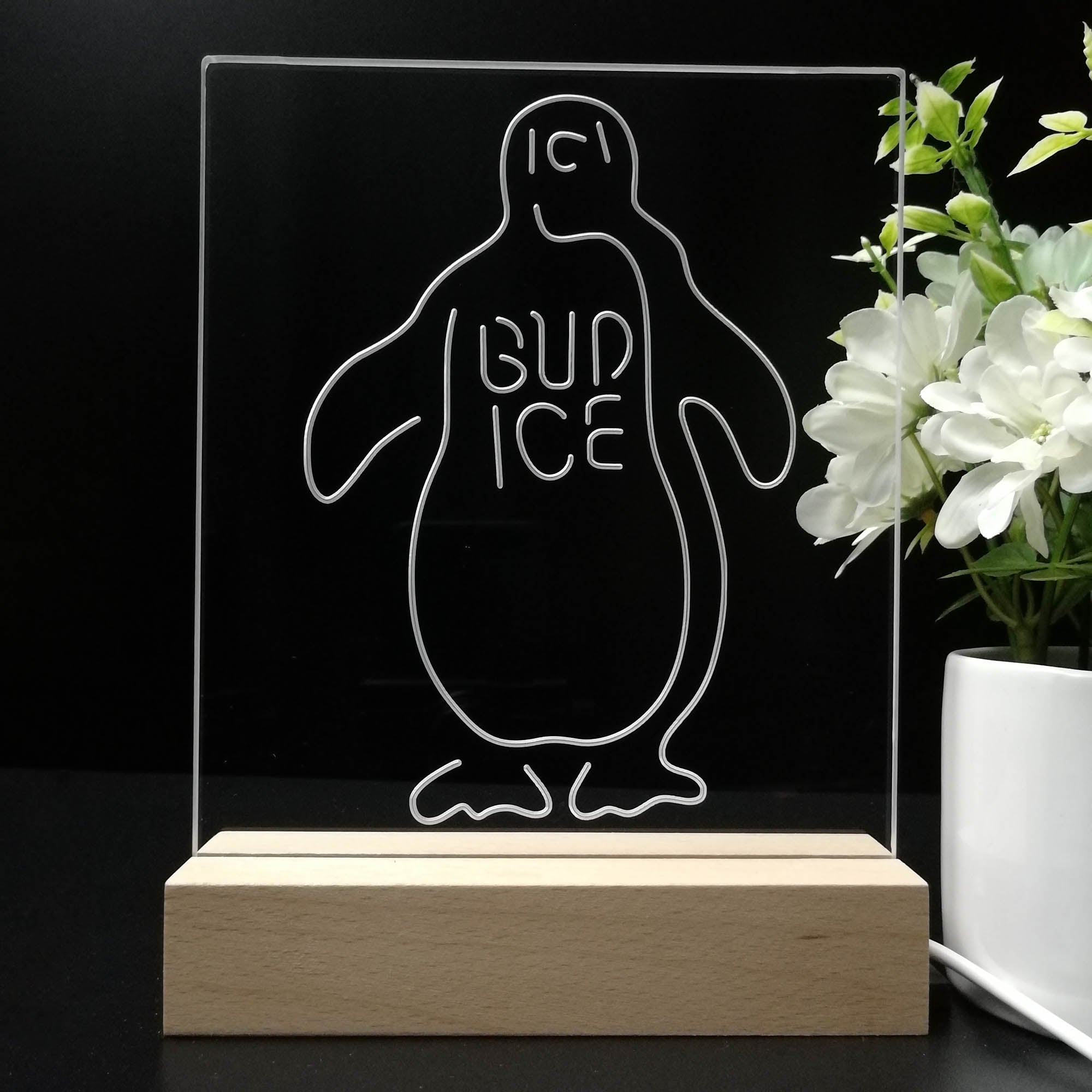 Bud Ice Penguin Beer Night Light Neon Pub Bar Lamp