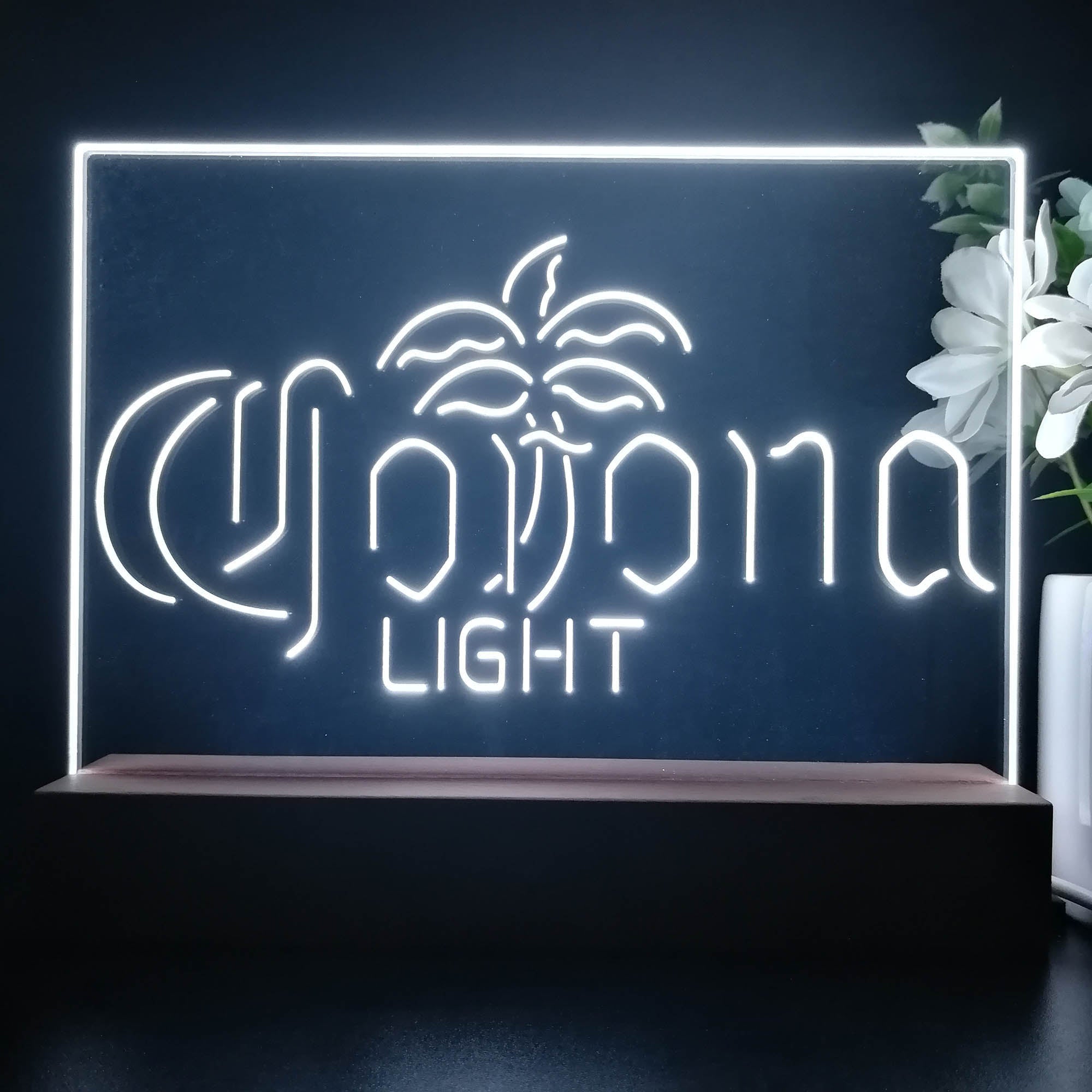 Coronas Light Palm Tree Middle Neon Sign Pub Bar Lamp