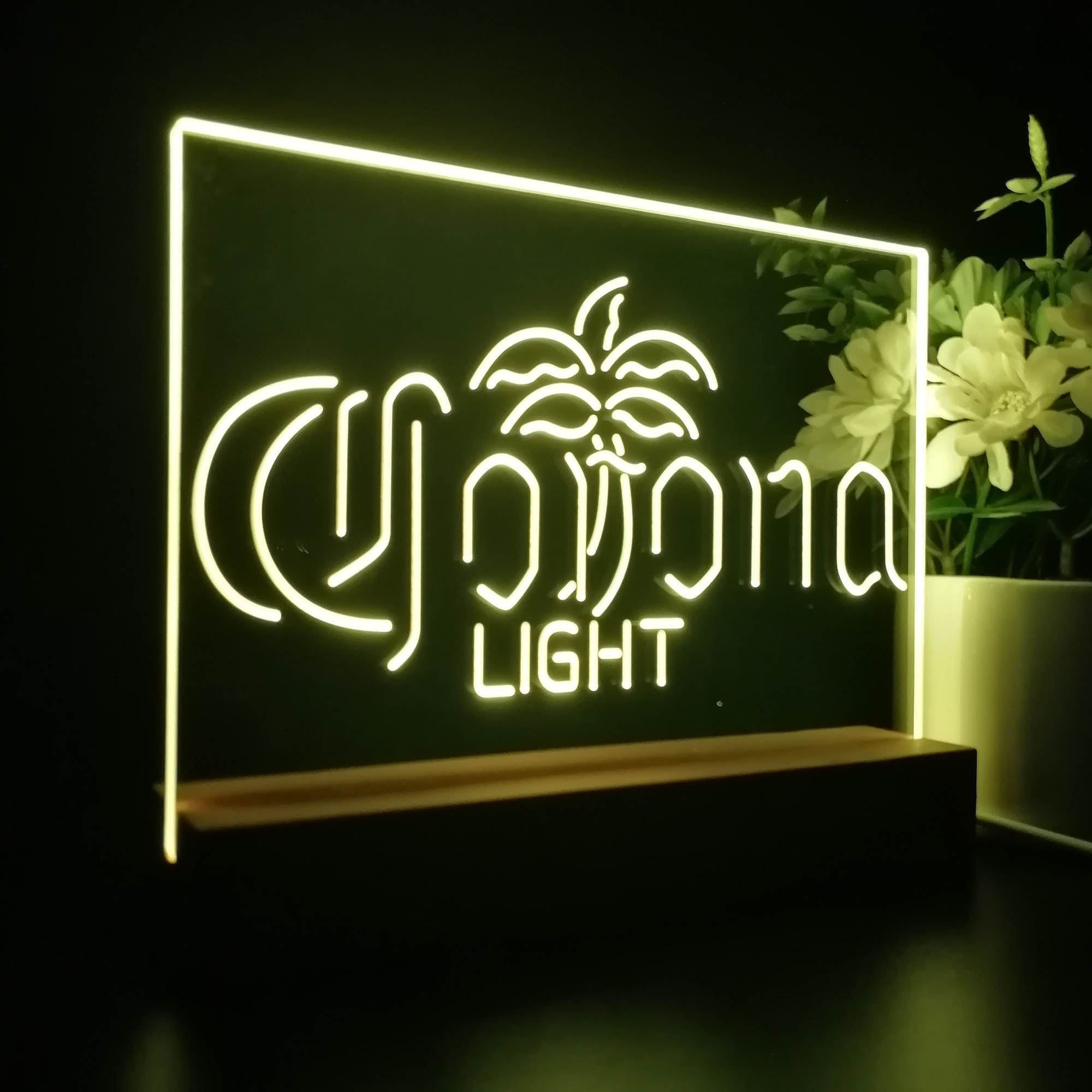 Coronas Light Palm Tree Middle Neon Sign Pub Bar Lamp