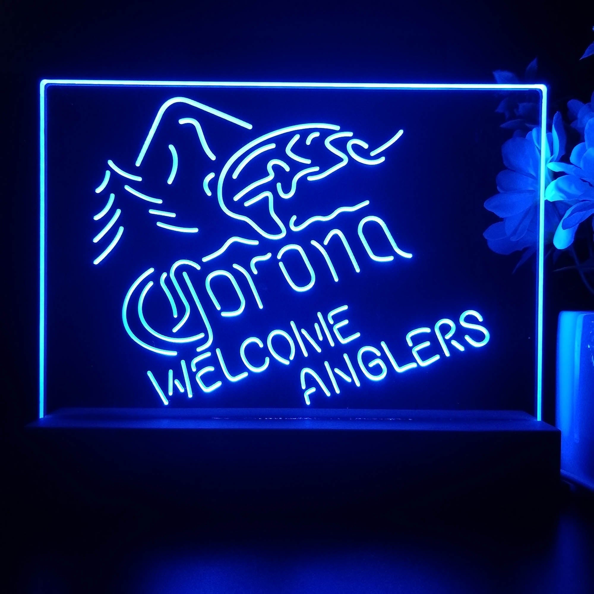 Corona Fishing Welcome Anglers Neon Sign Pub Bar Lamp