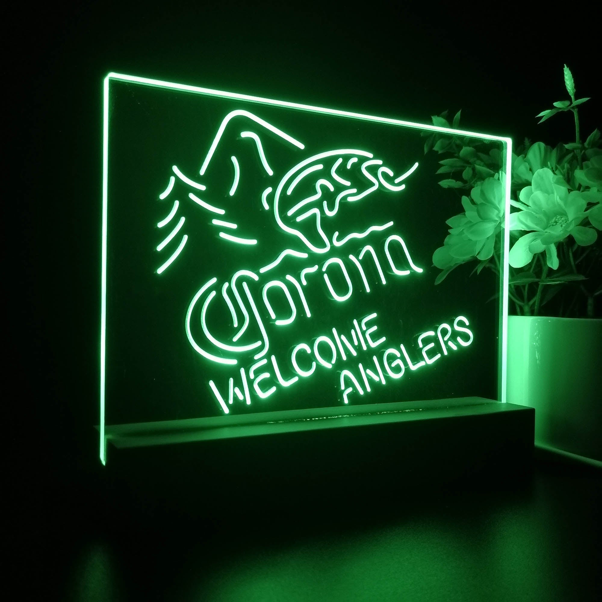 Corona Fishing Welcome Anglers Neon Sign Pub Bar Lamp