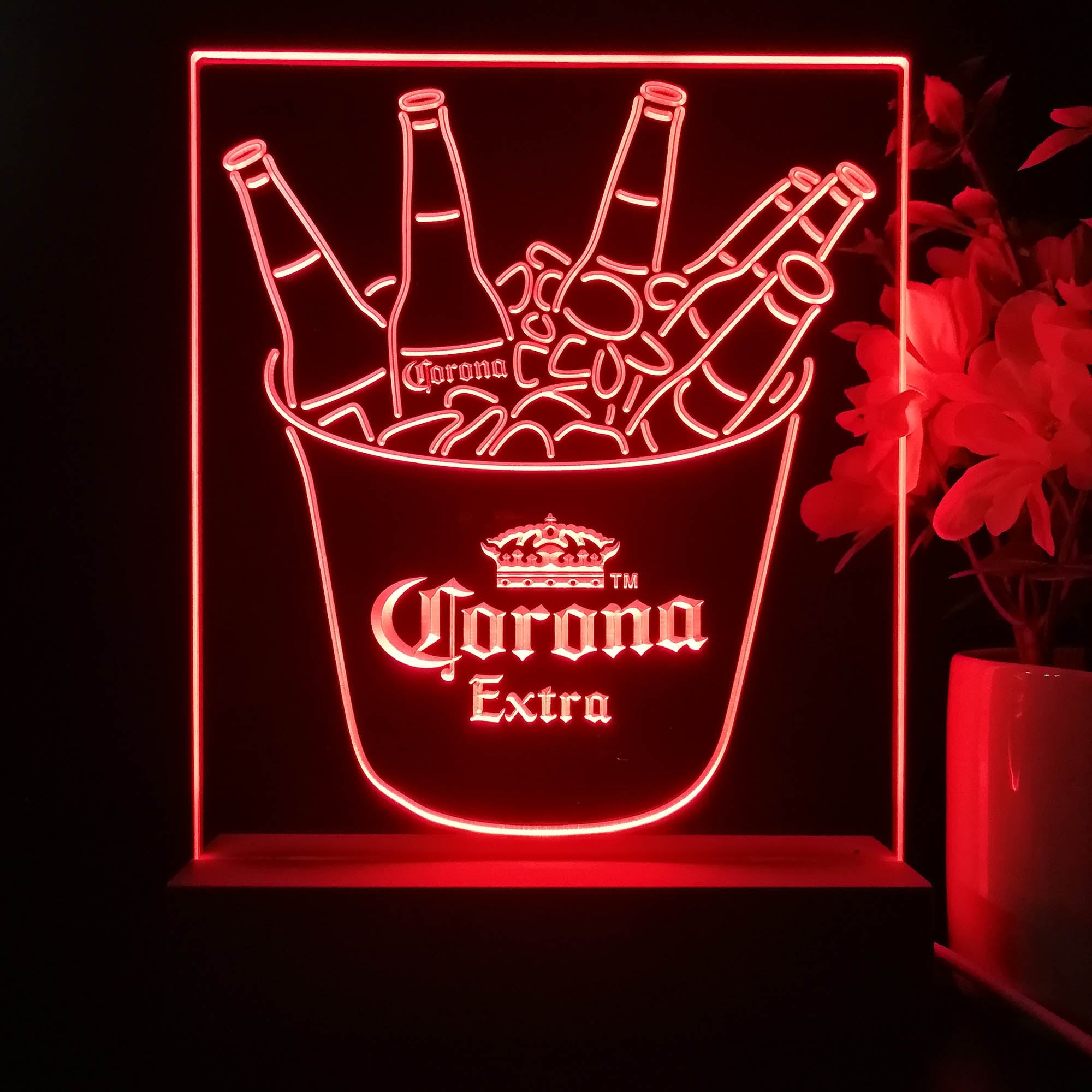 Corona Ice Bucket Beer Night Light Neon Pub Bar Lamp