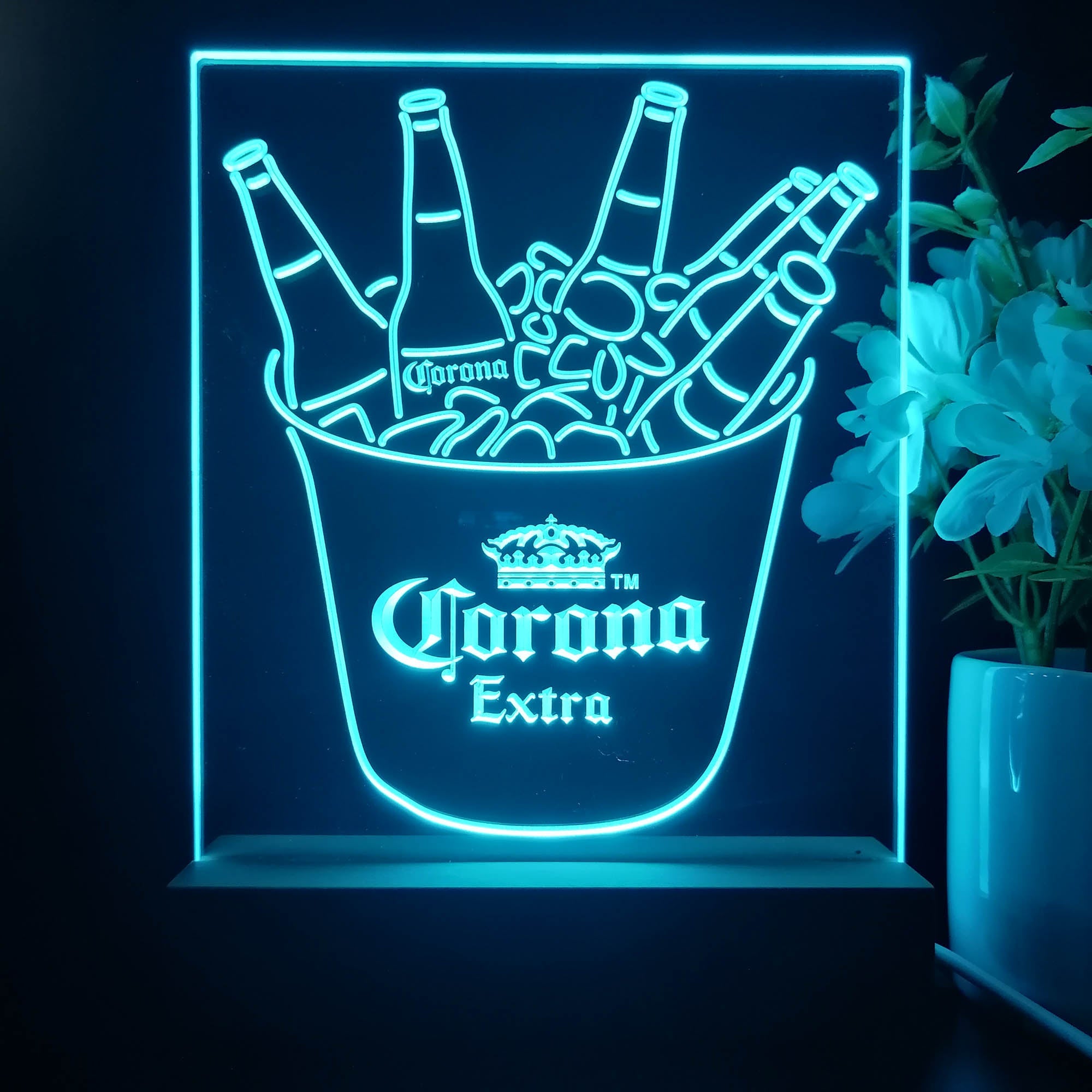 Corona Ice Bucket Beer Night Light Neon Pub Bar Lamp