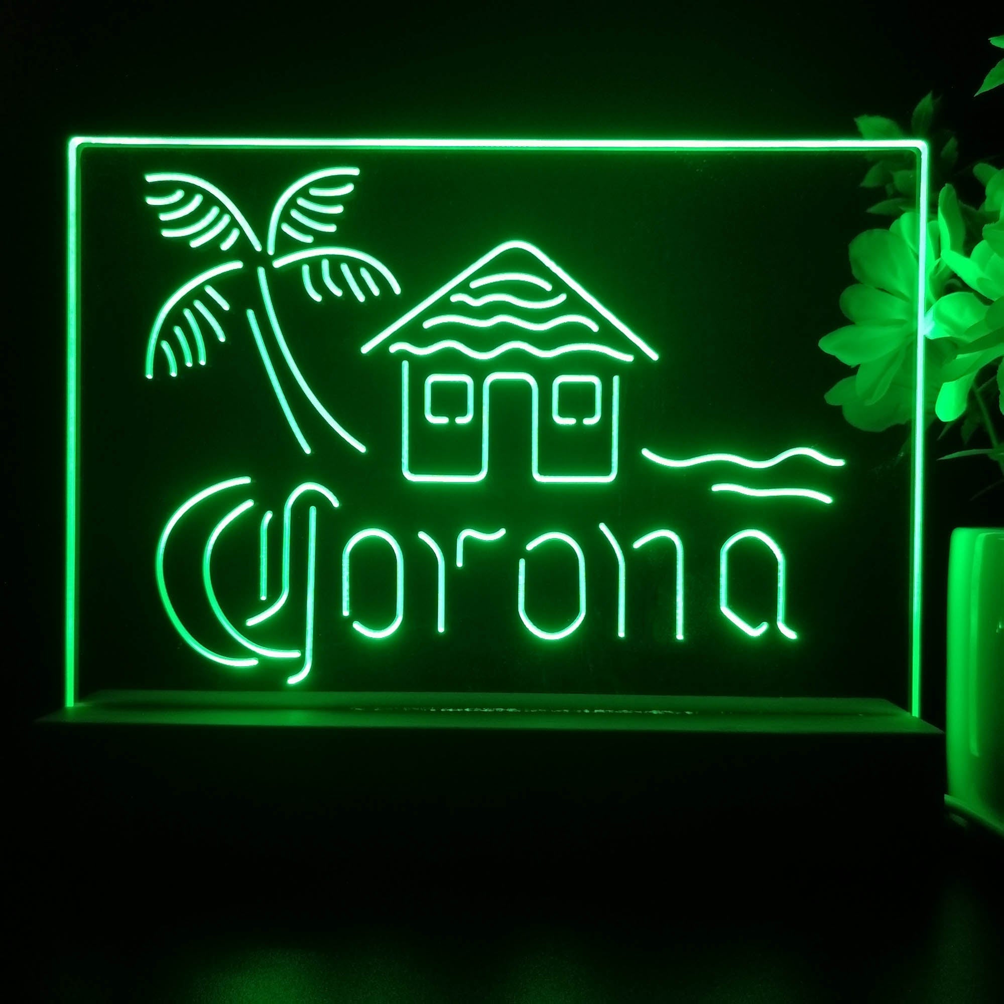 Coronas Cabin Island Palm Tree Neon Sign Pub Bar Lamp
