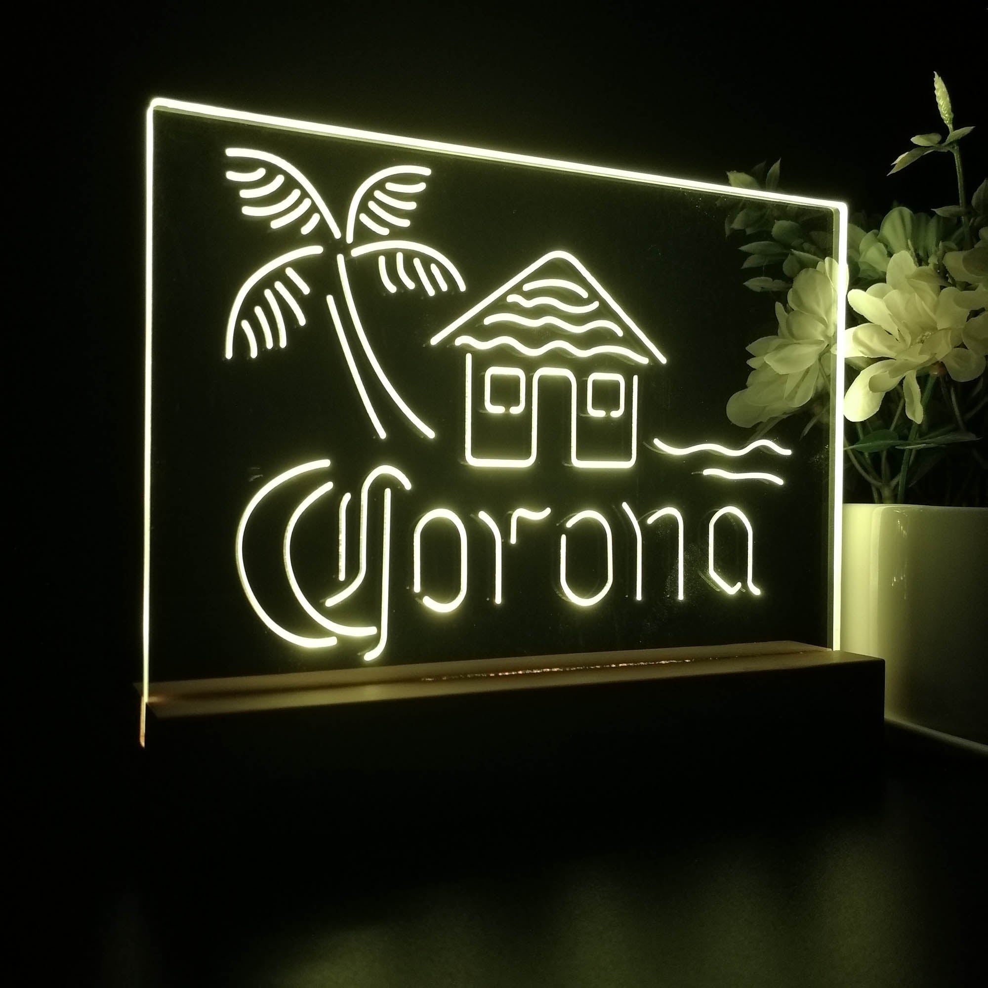 Coronas Cabin Island Palm Tree Neon Sign Pub Bar Lamp