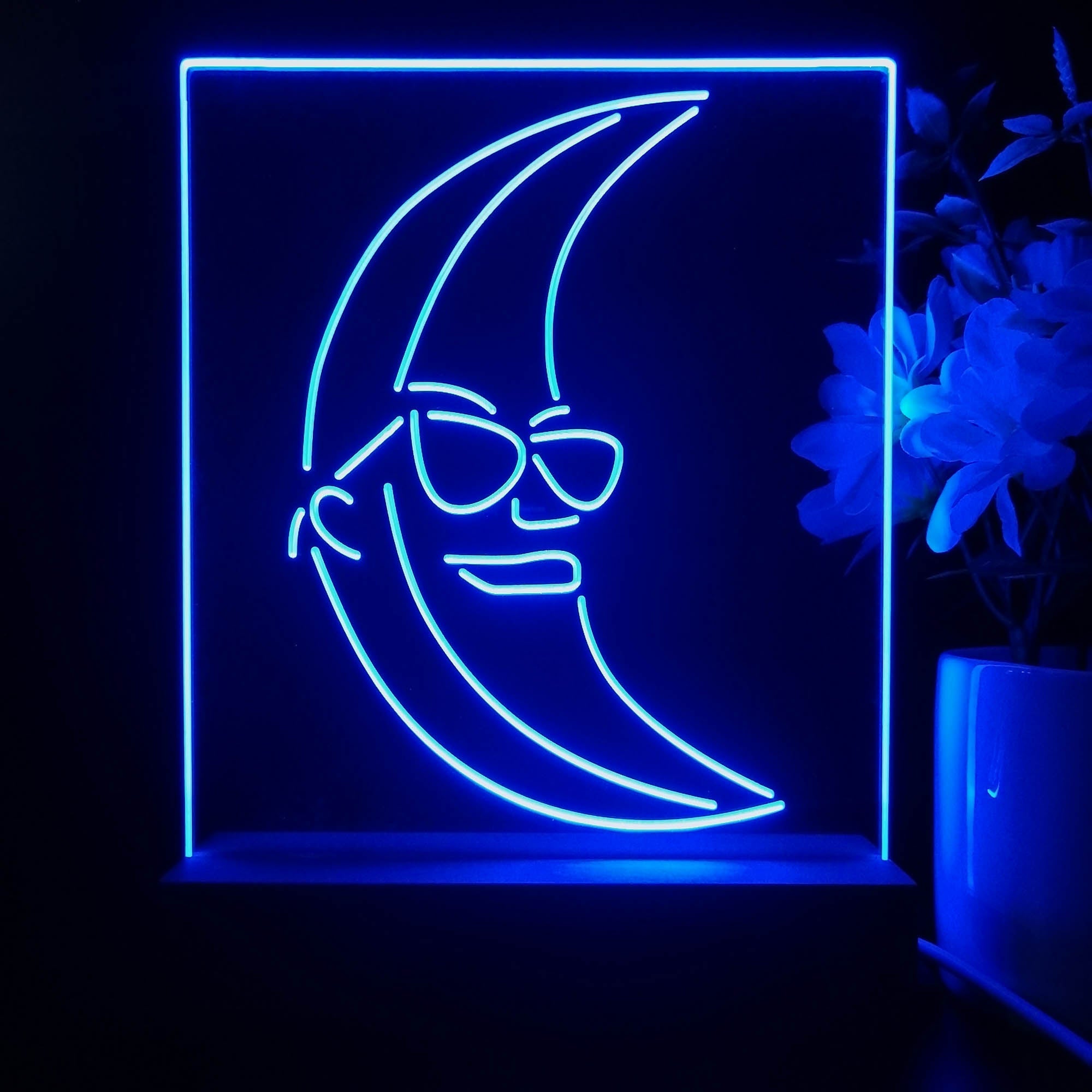 Blue Moon Beer Sunglasses Night Light Neon Pub Bar Lamp