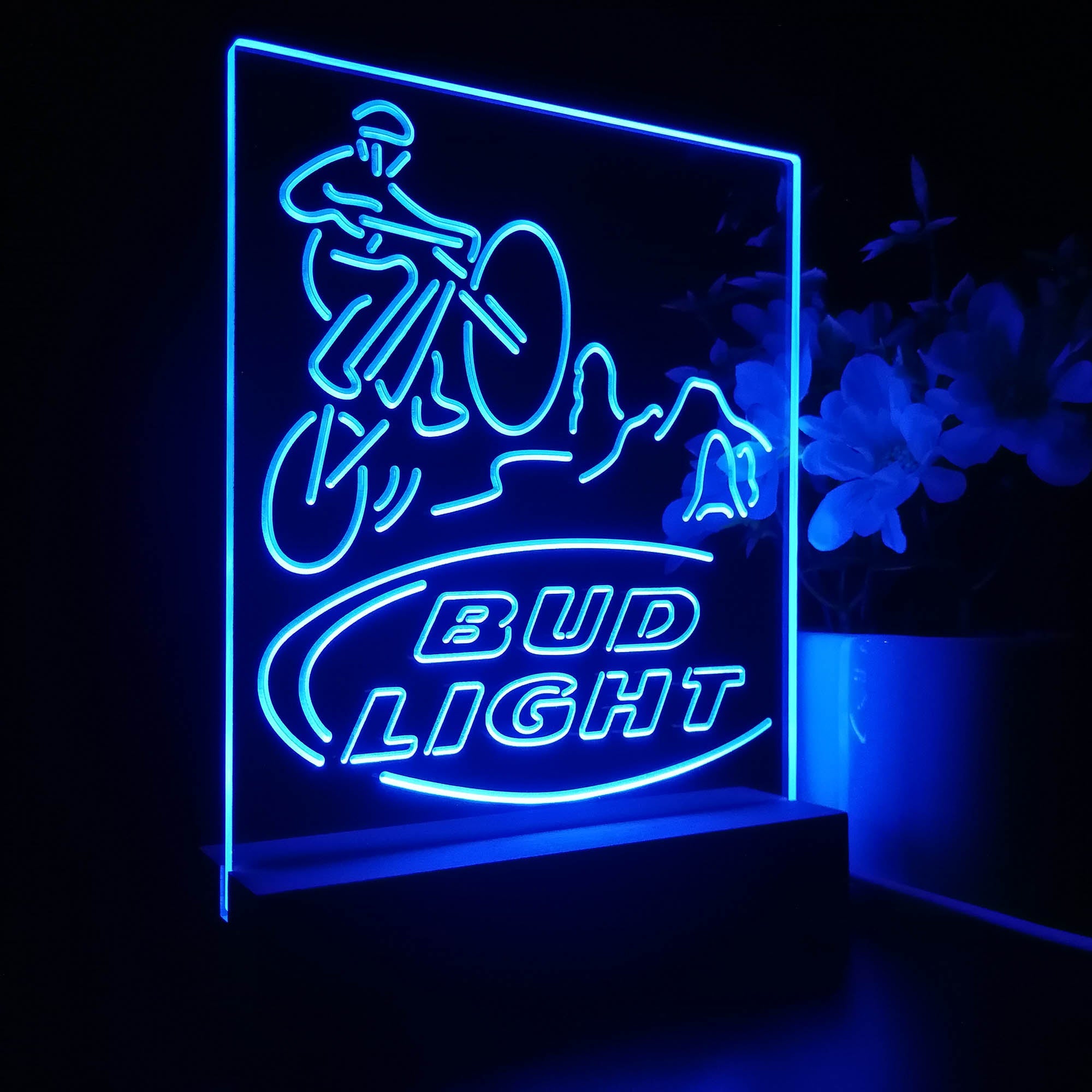 Bud Light Mountain Bike Night Light Neon Pub Bar Lamp