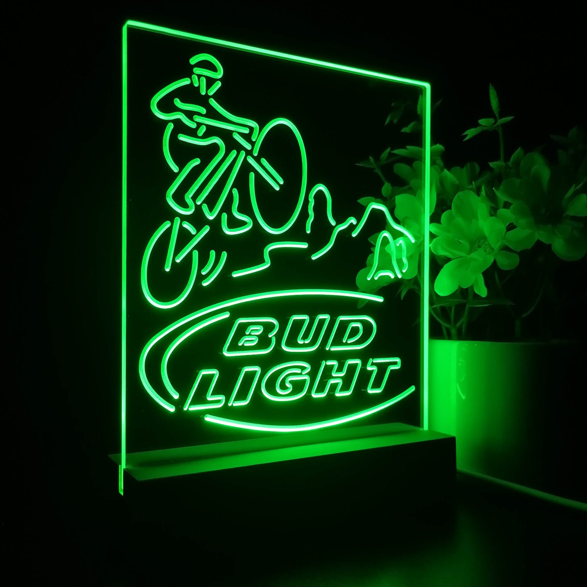 Bud Light Mountain Bike Night Light Neon Pub Bar Lamp